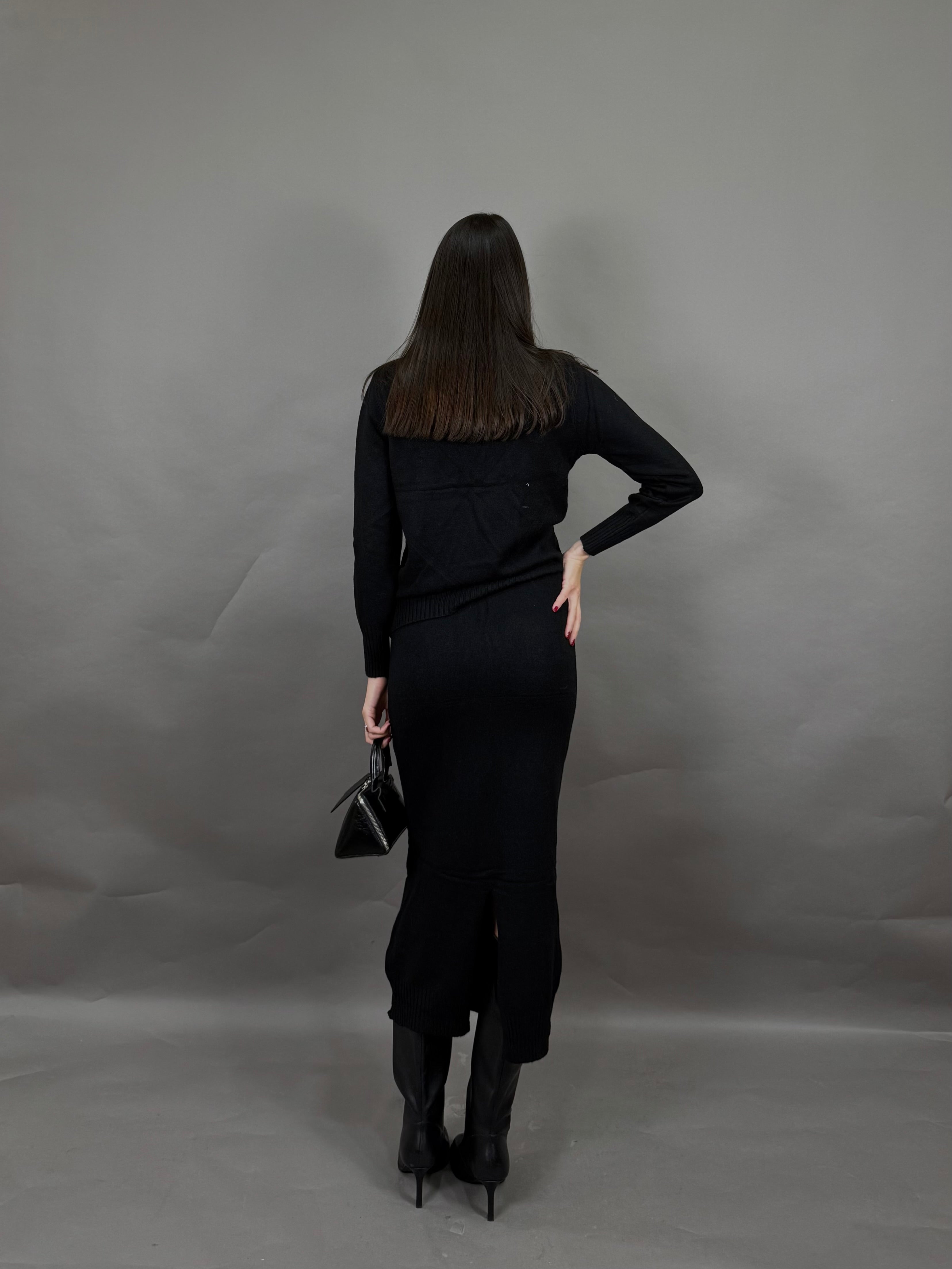 Coordinato lana rasata nero