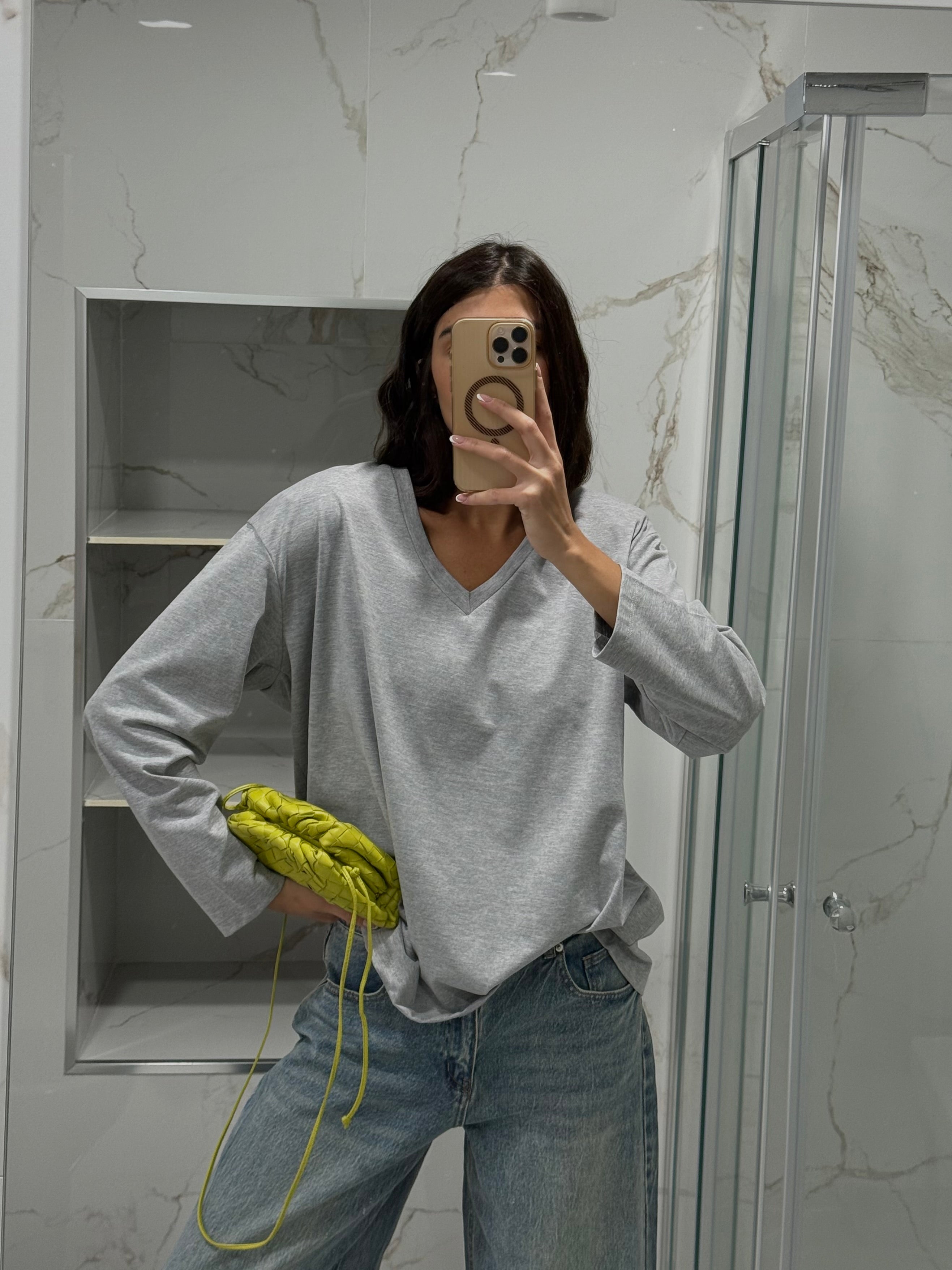 Maglia just west V grigia