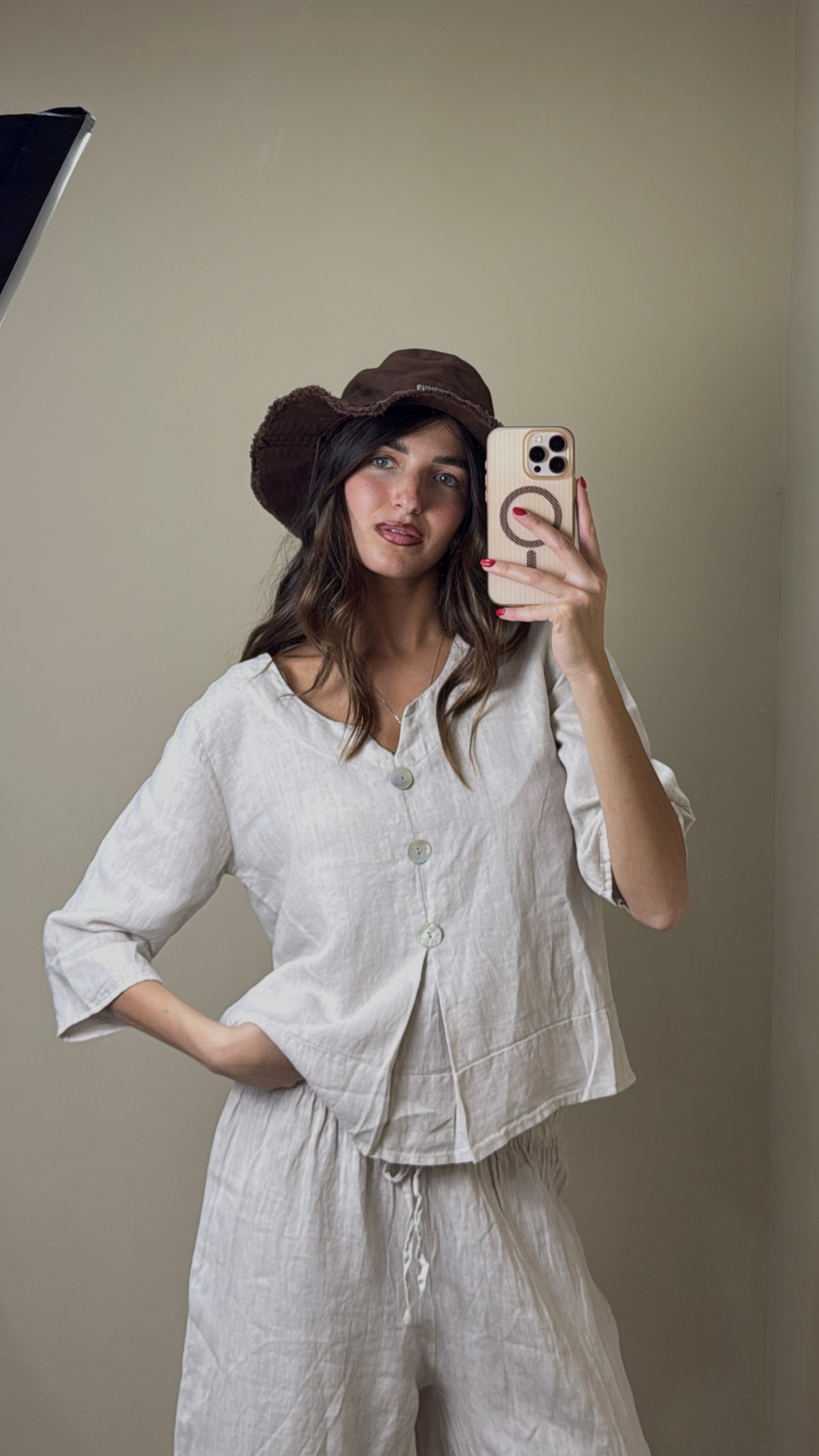 Camicia lino beige - LadyB Shop Online