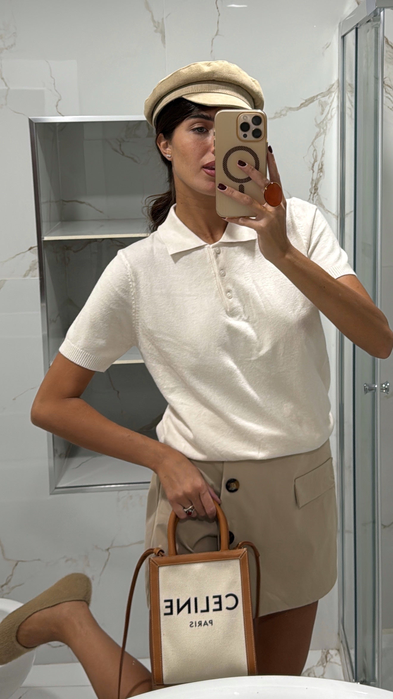 Polo mezza manica panna