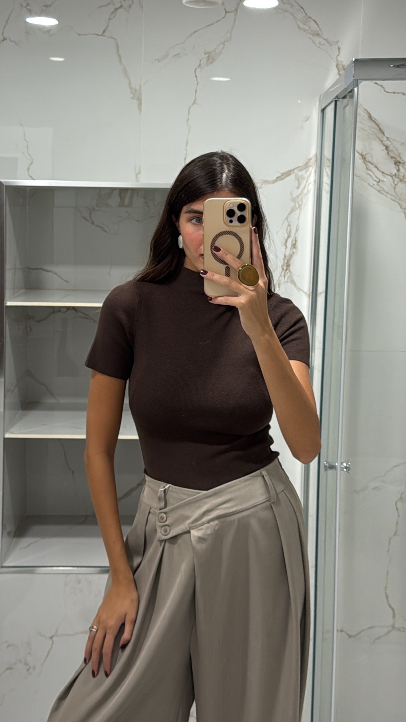 Maglia mezza manica marrone