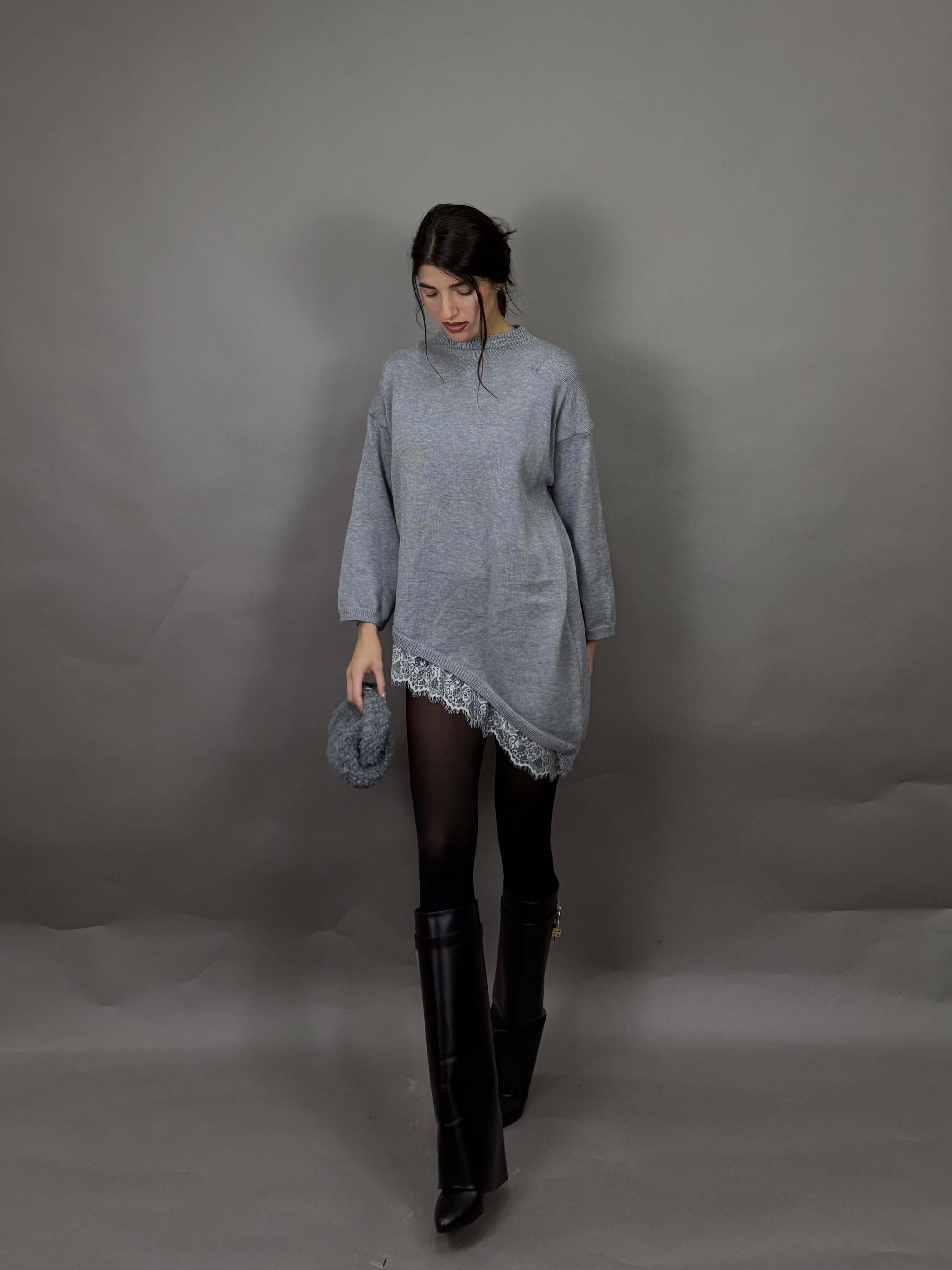 Maglione pizzo grigio