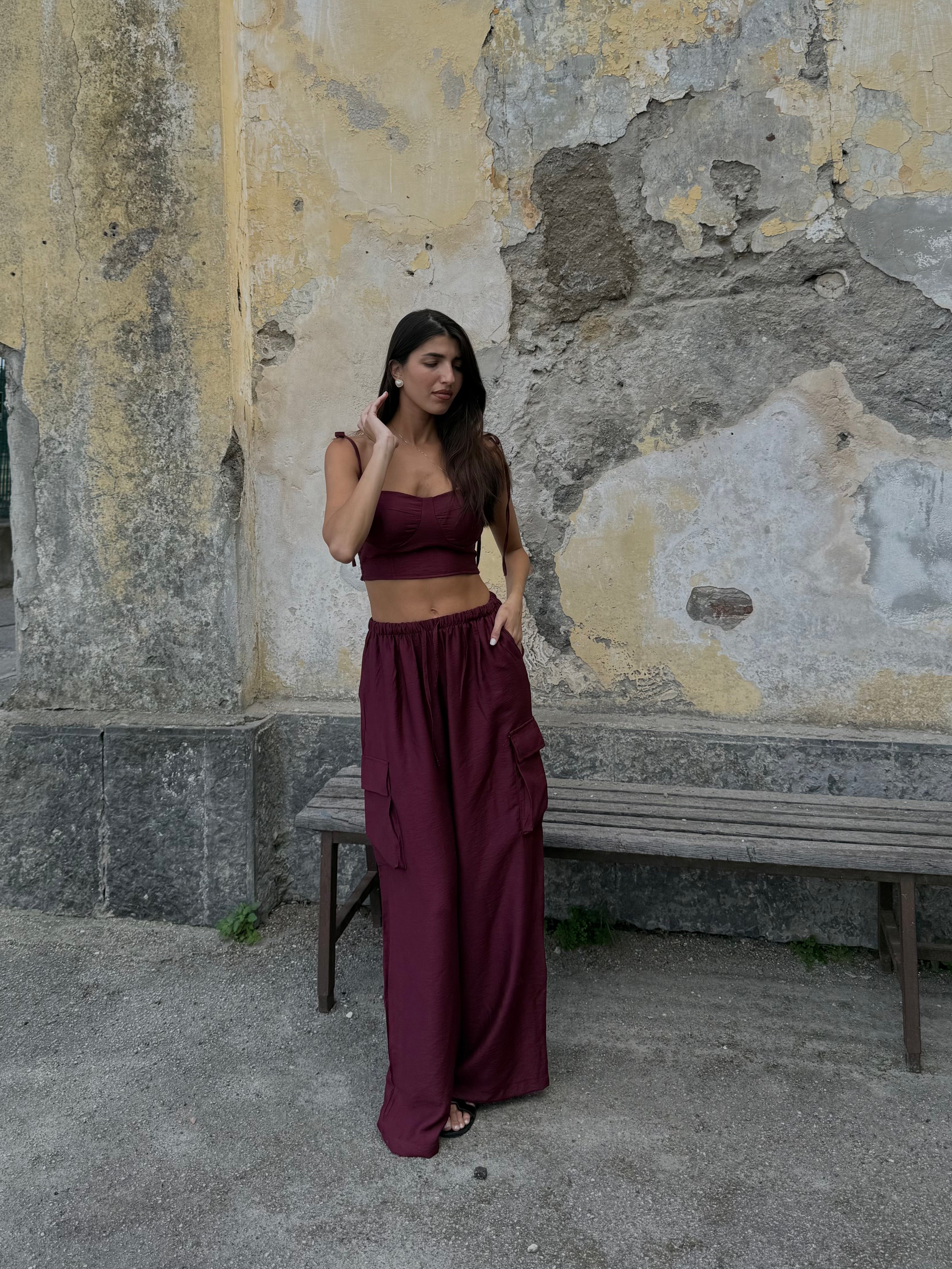 Coordinato cargo bordeaux - LadyB Shop Online