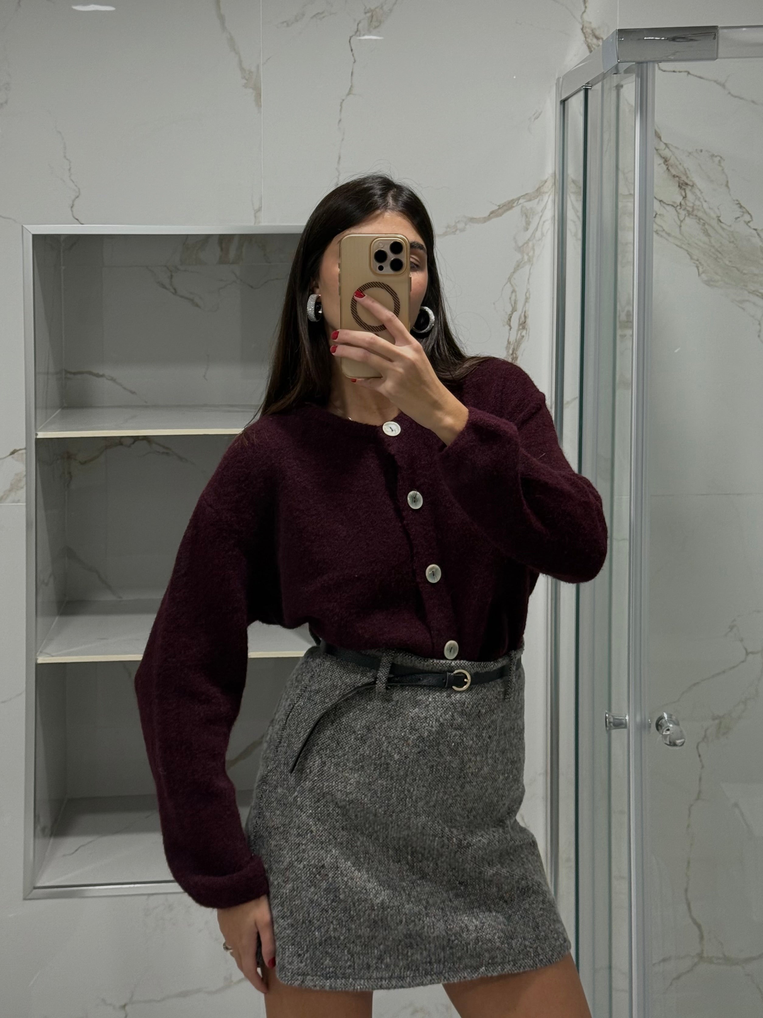 Cardigan lana bordeaux