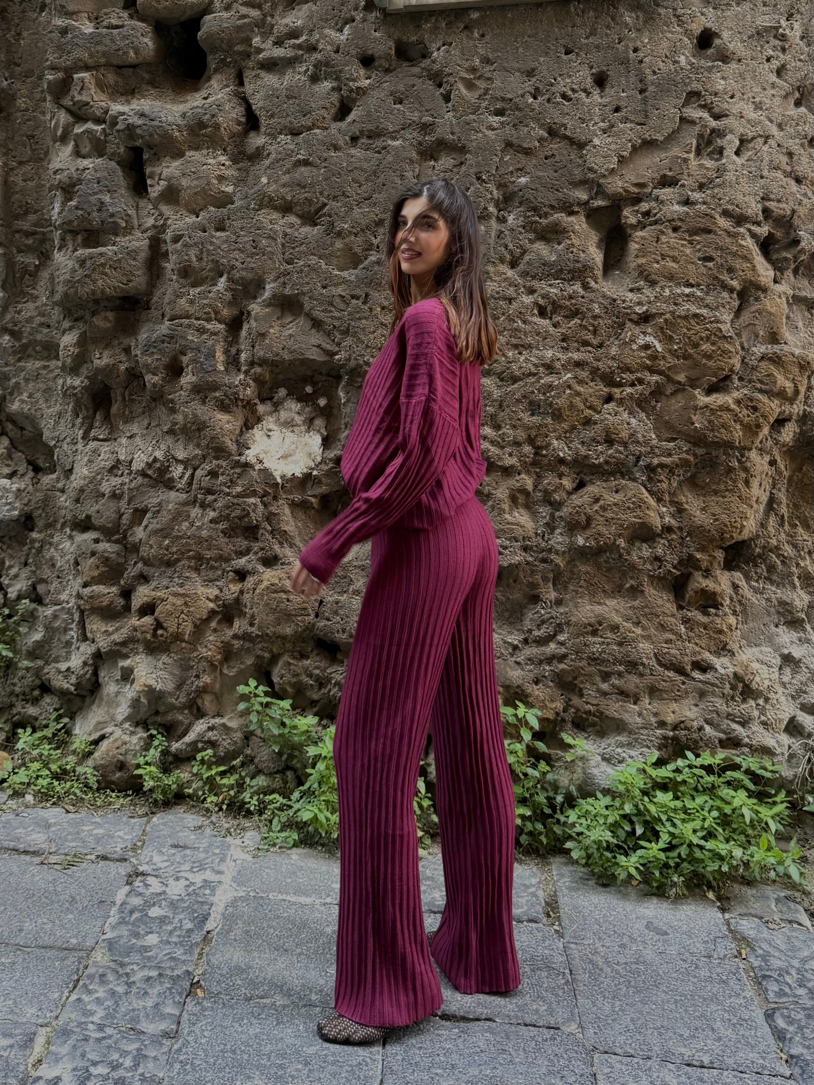 Coordinato comfy bordeaux