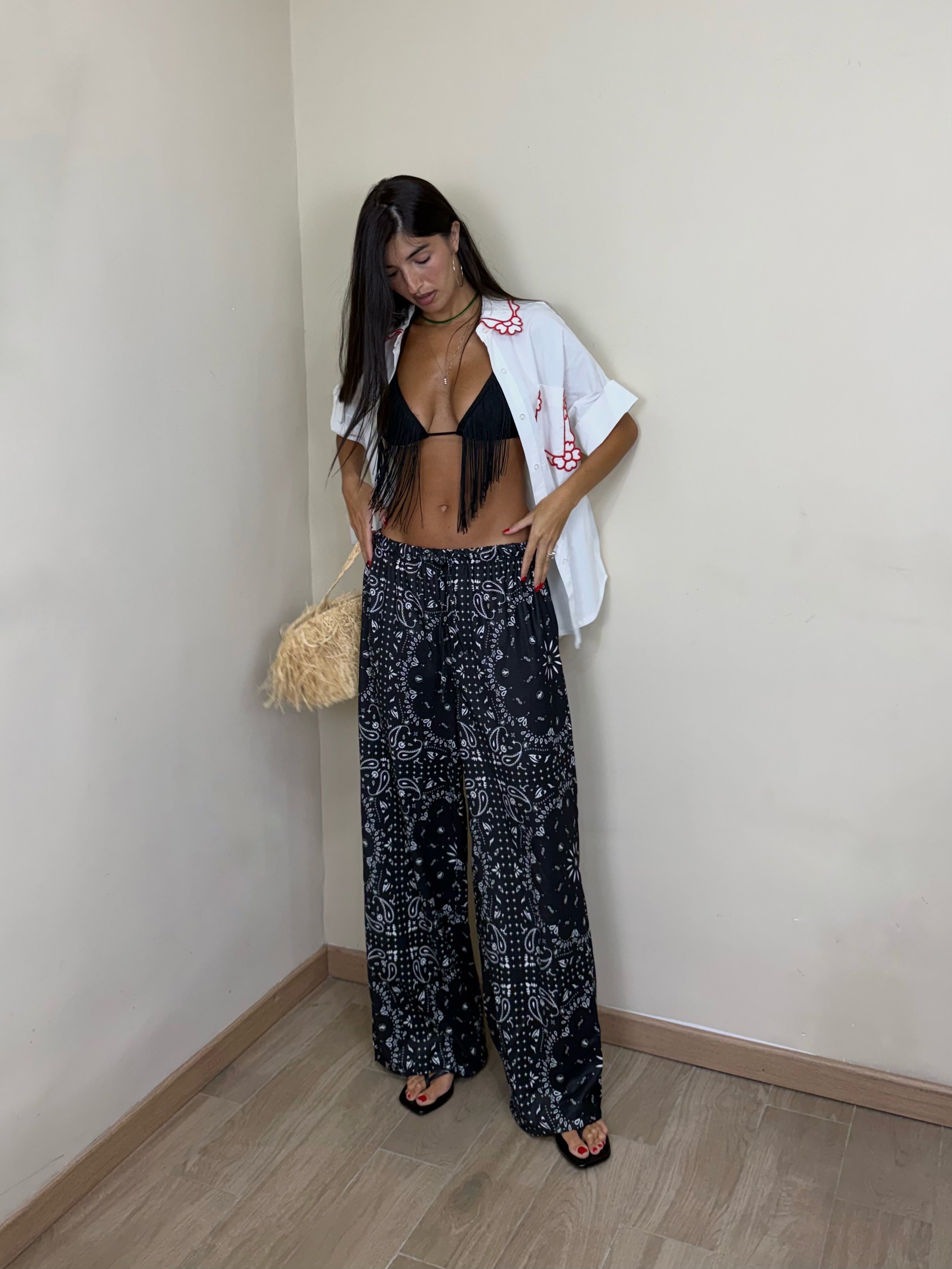 Pantalone bandana nero