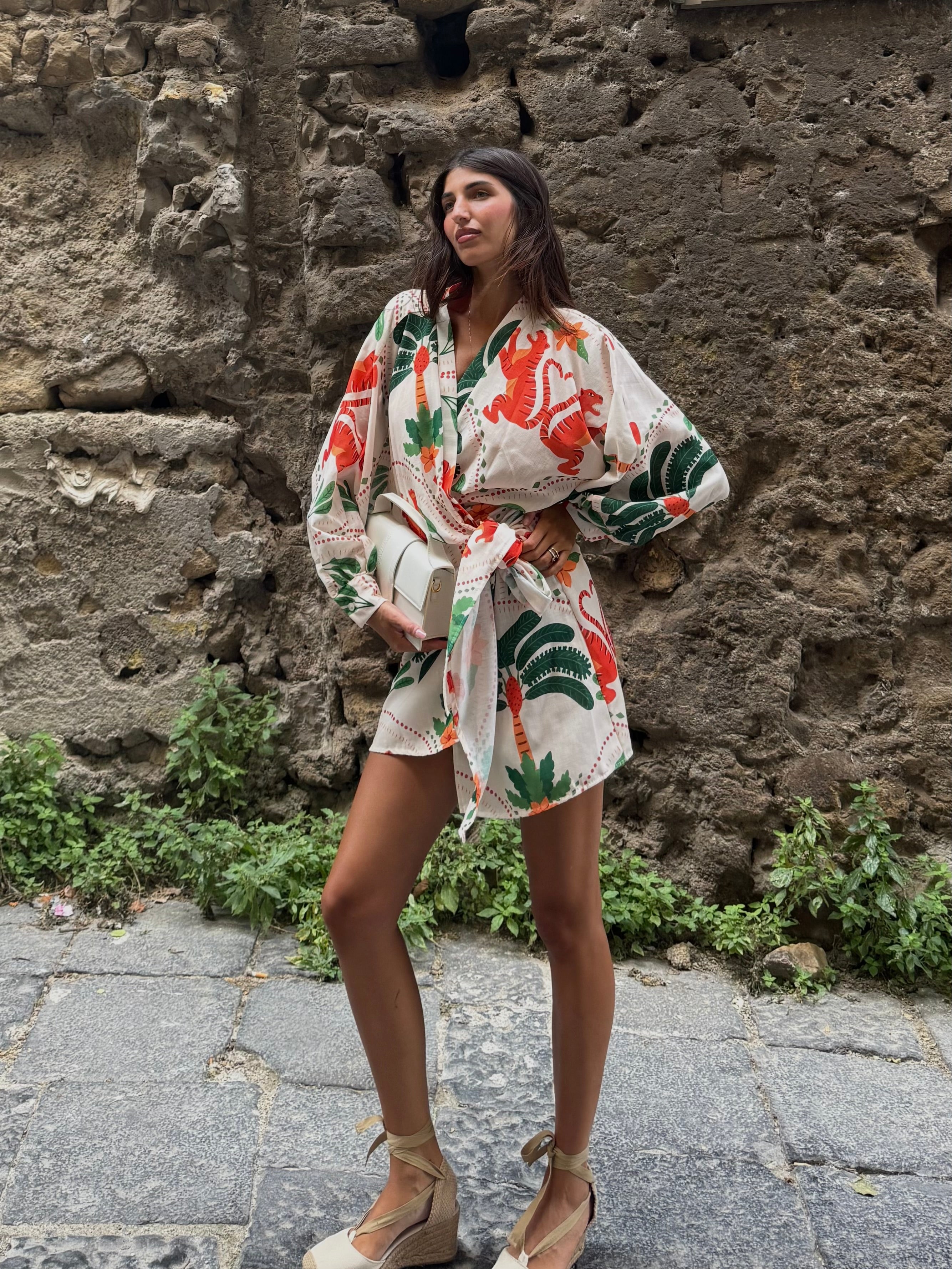 Dress Castiglione panna e verde - LadyB Shop Online