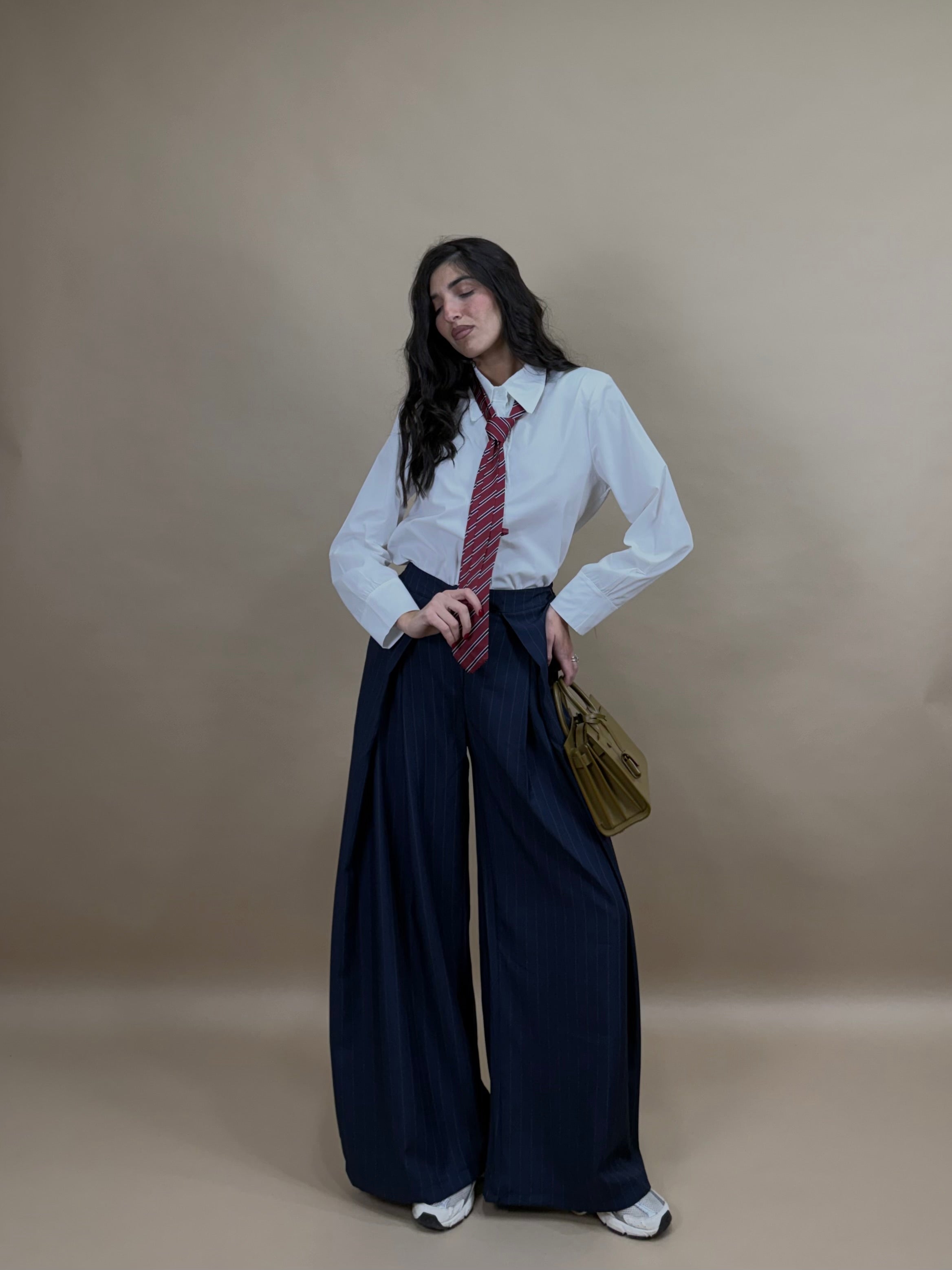 Pantalone gessato blu