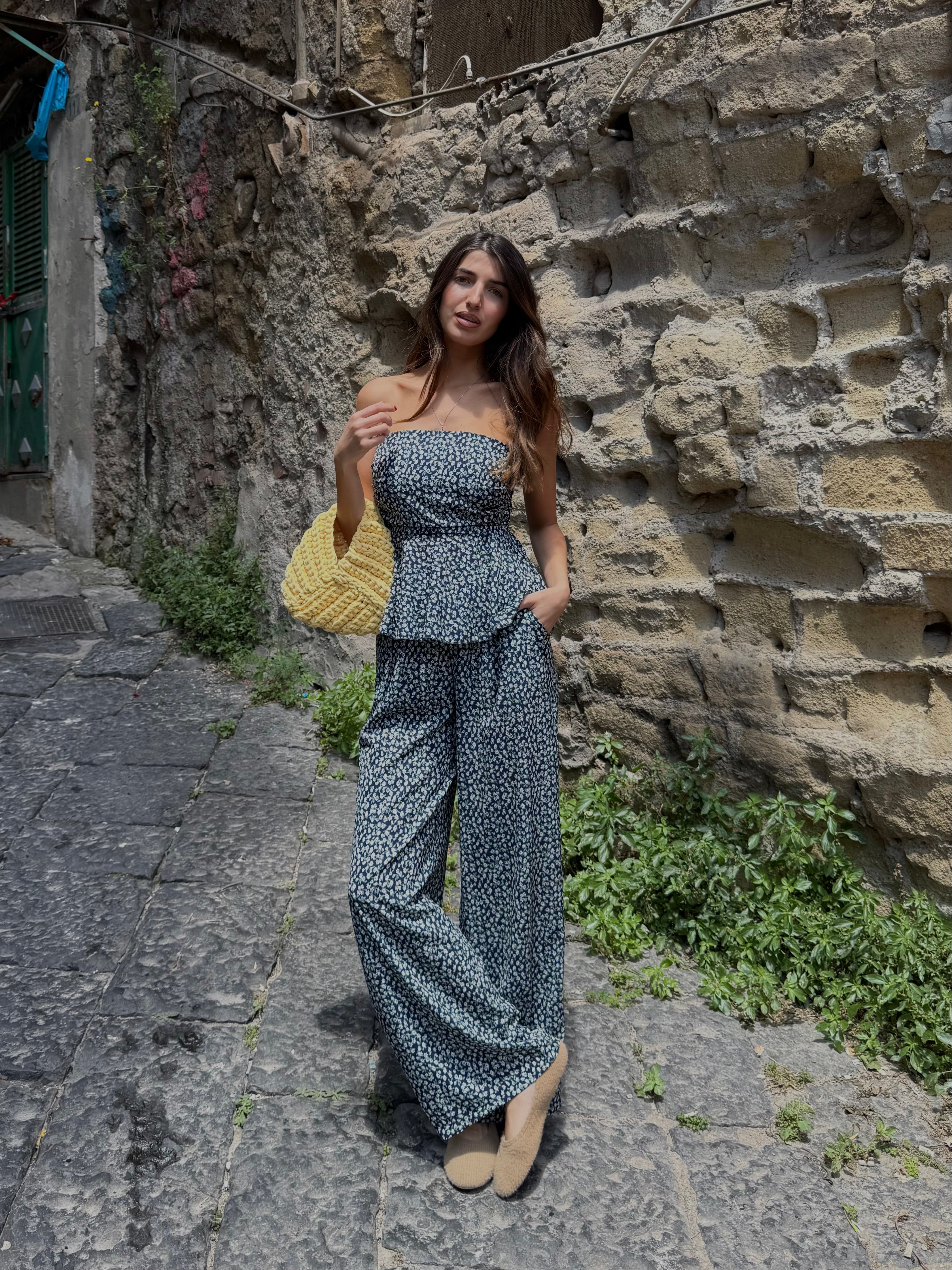 Cord set Amalfi fiori blu - LadyB Shop Online