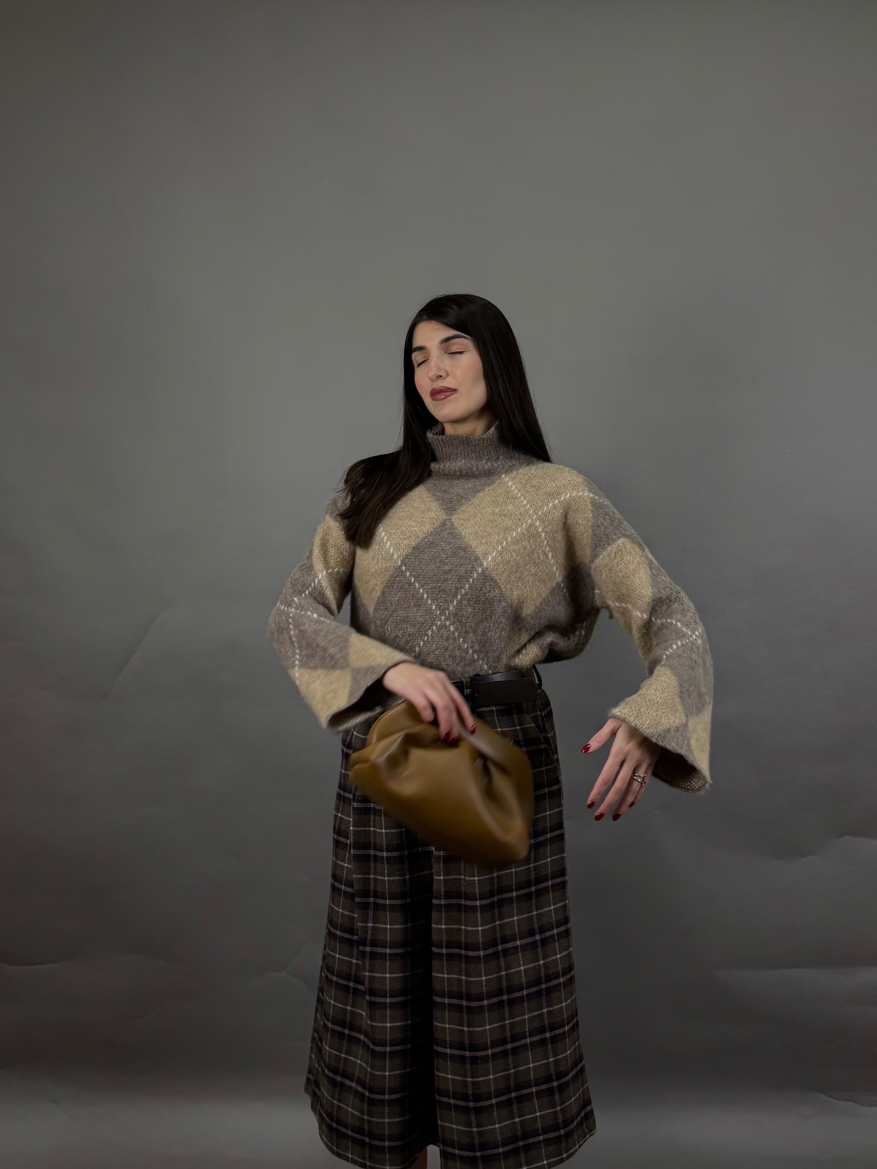 Maglione rombi fango