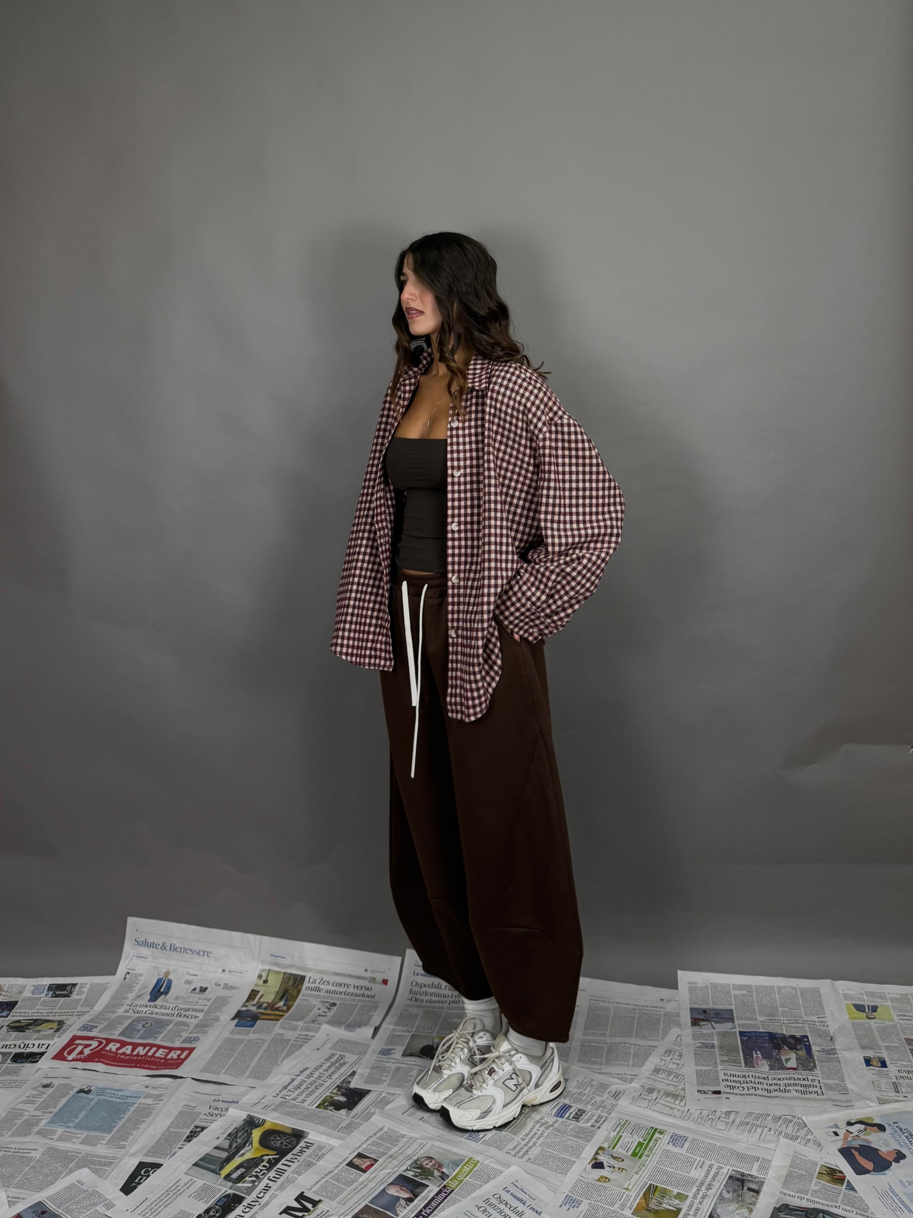 Camicia Sandra rosa e bordeaux