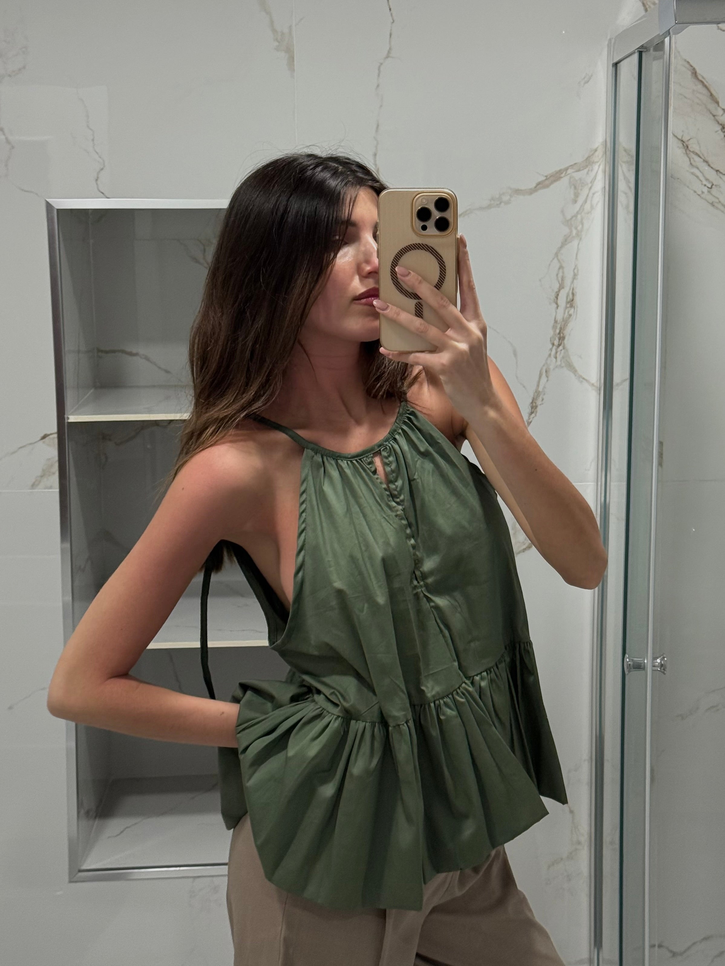 Blusa in cotone verde