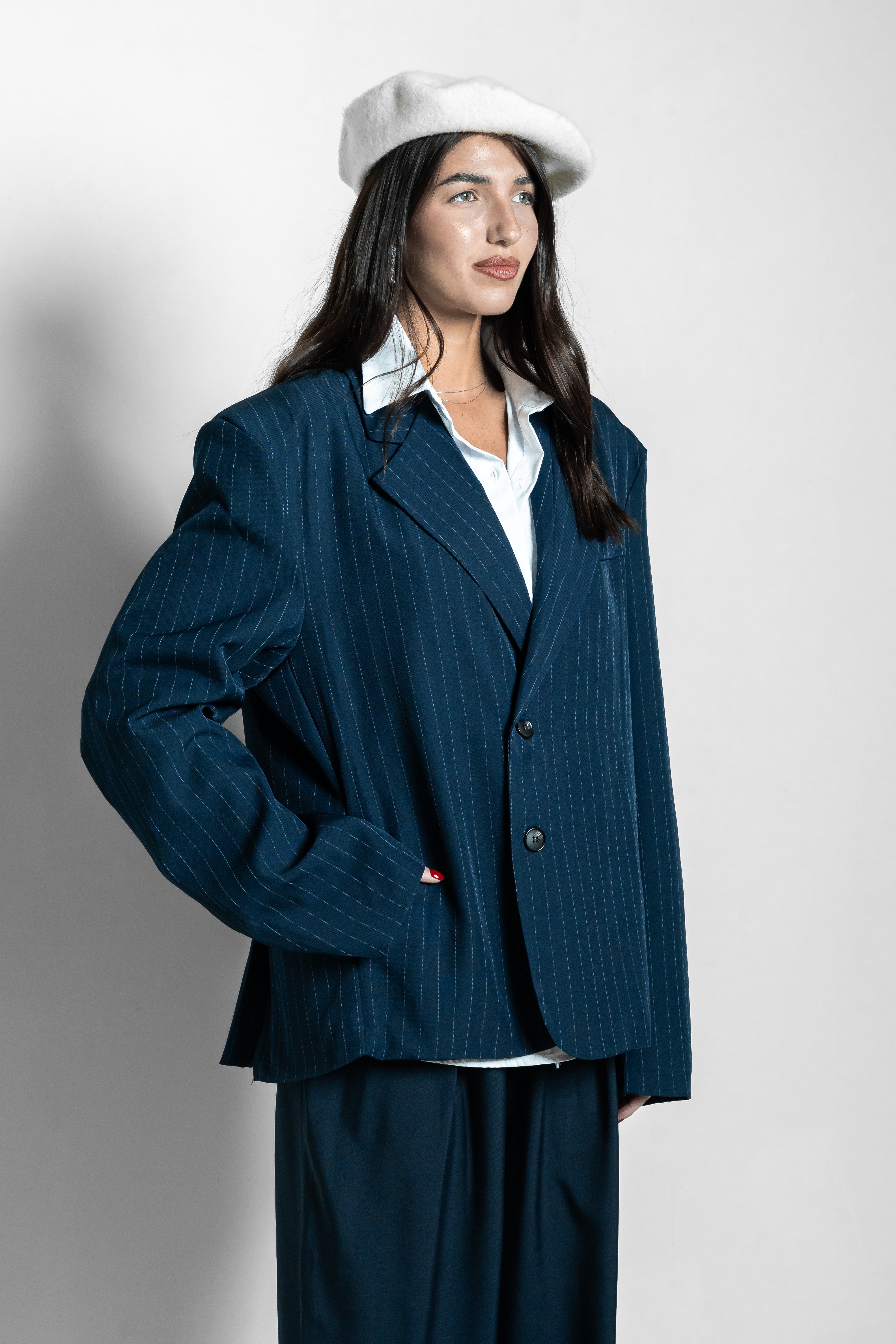 Blazer gessato blu