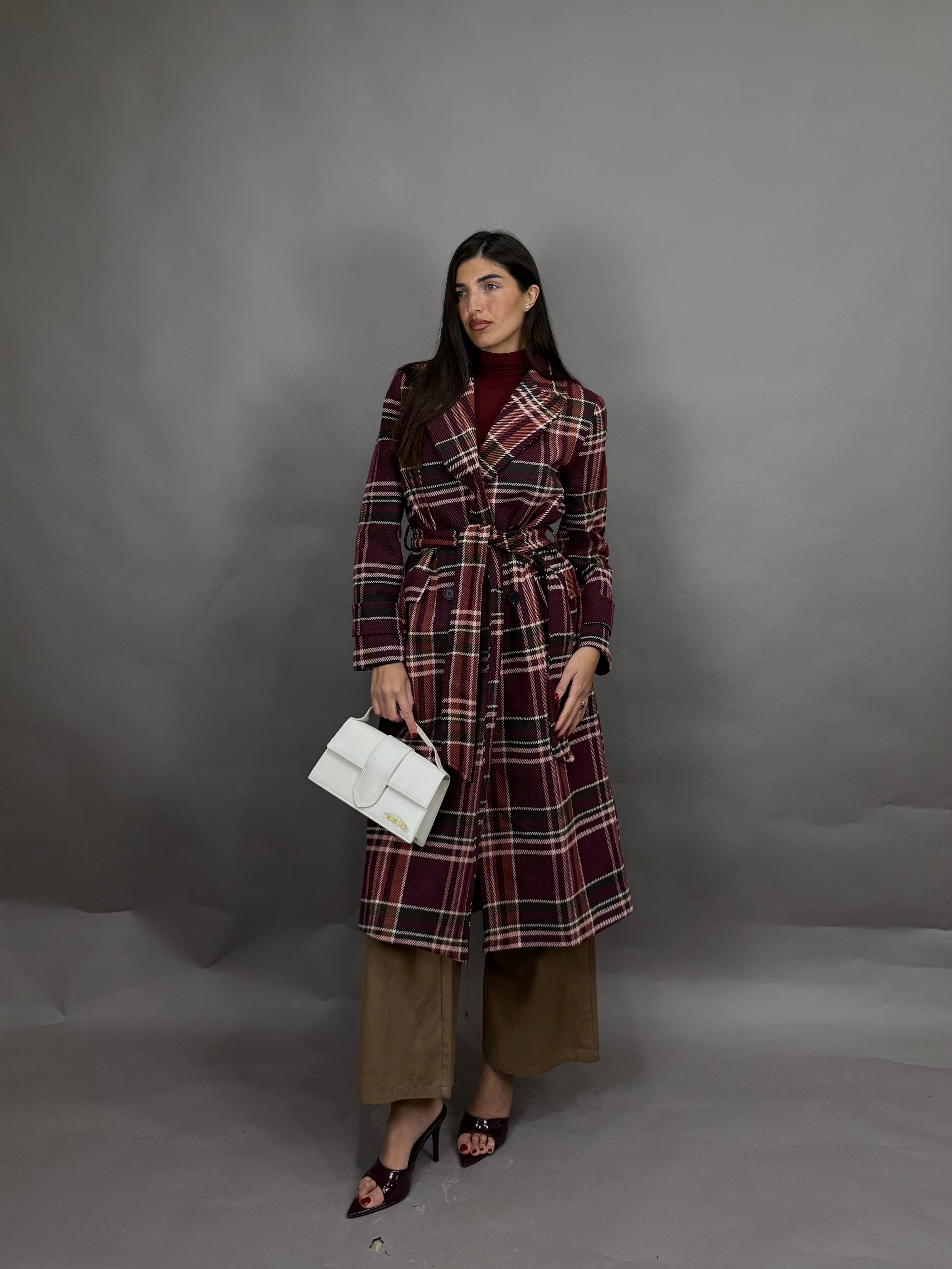 Cappotto trench bordeaux lumina