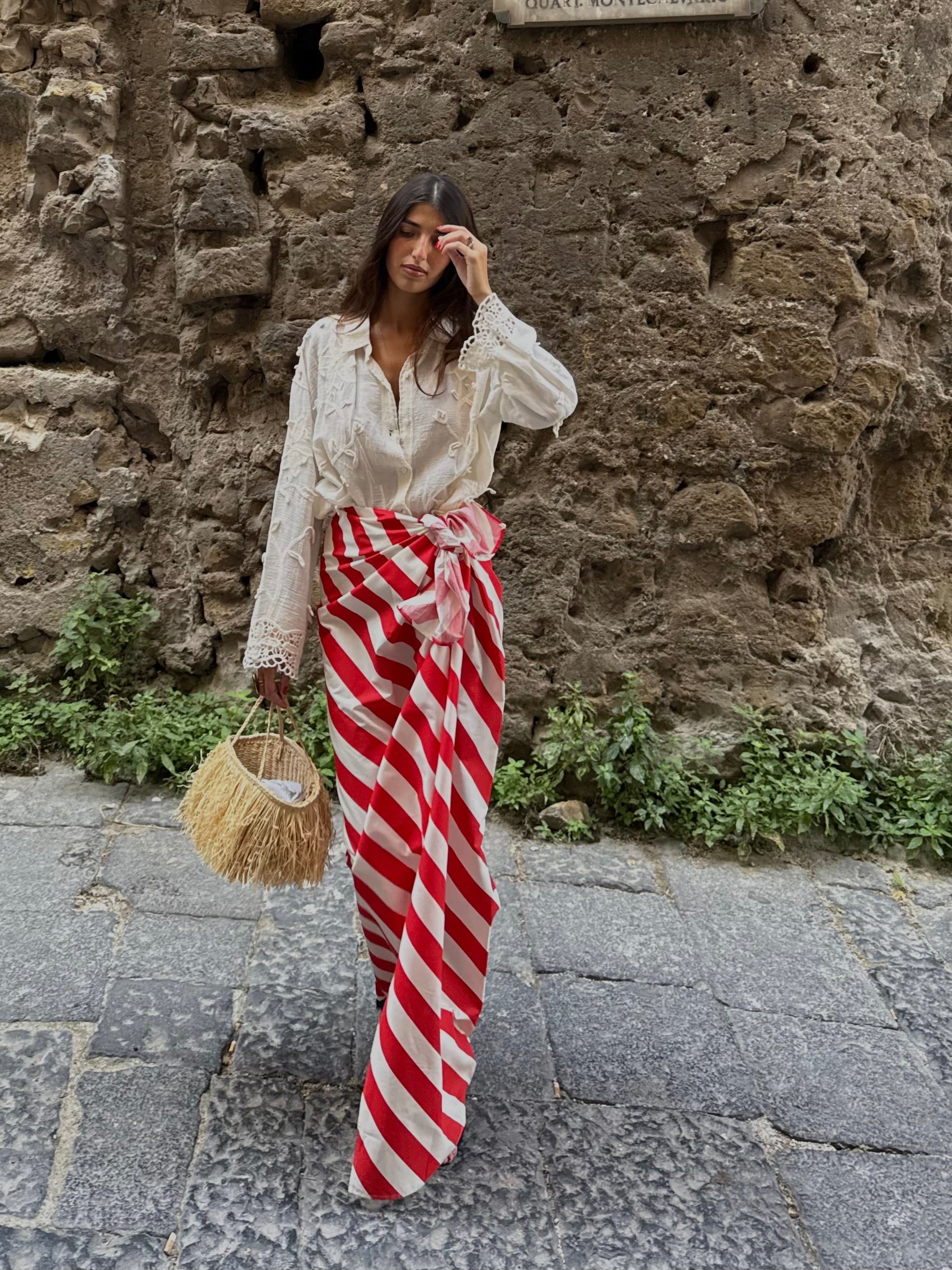 Pareo Lumina righe rosso - LadyB Shop Online