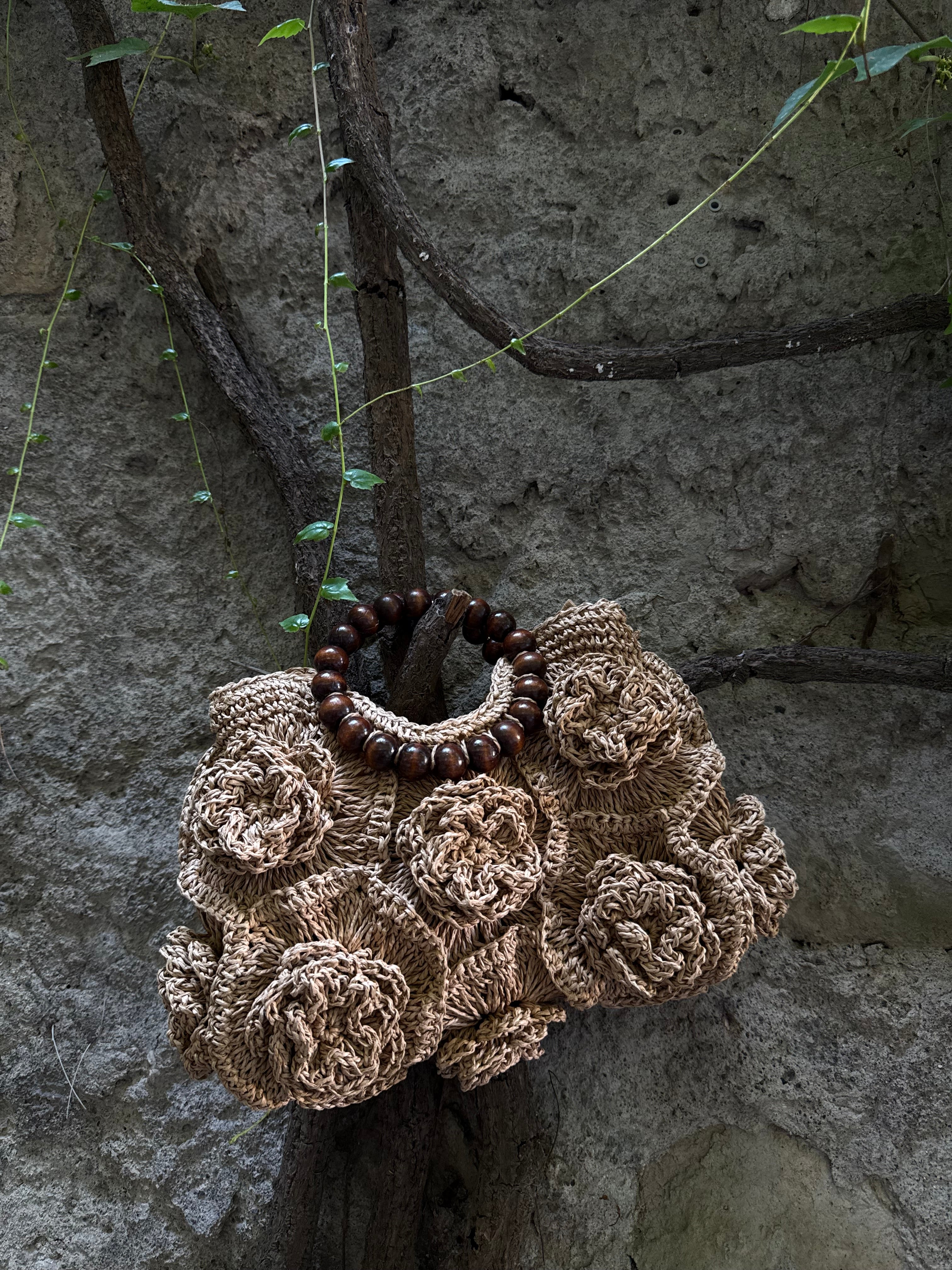 Borsa in paglia fiore