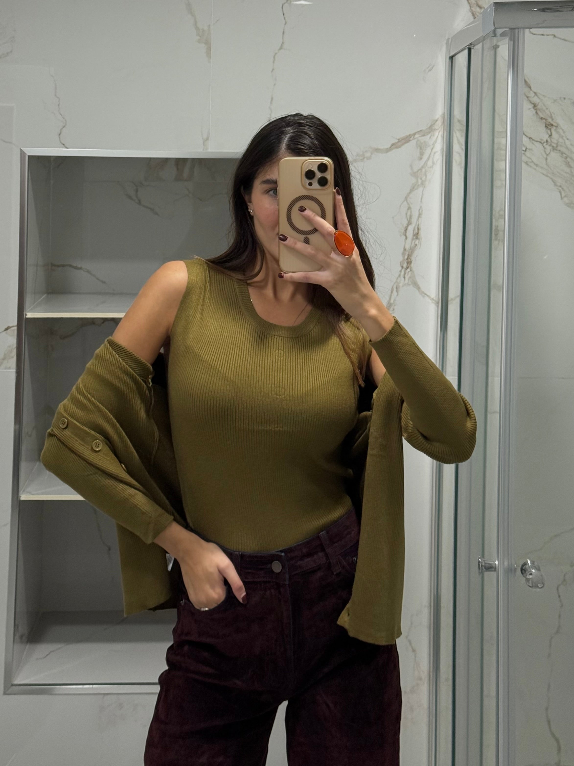 Canotta + cardigan verde