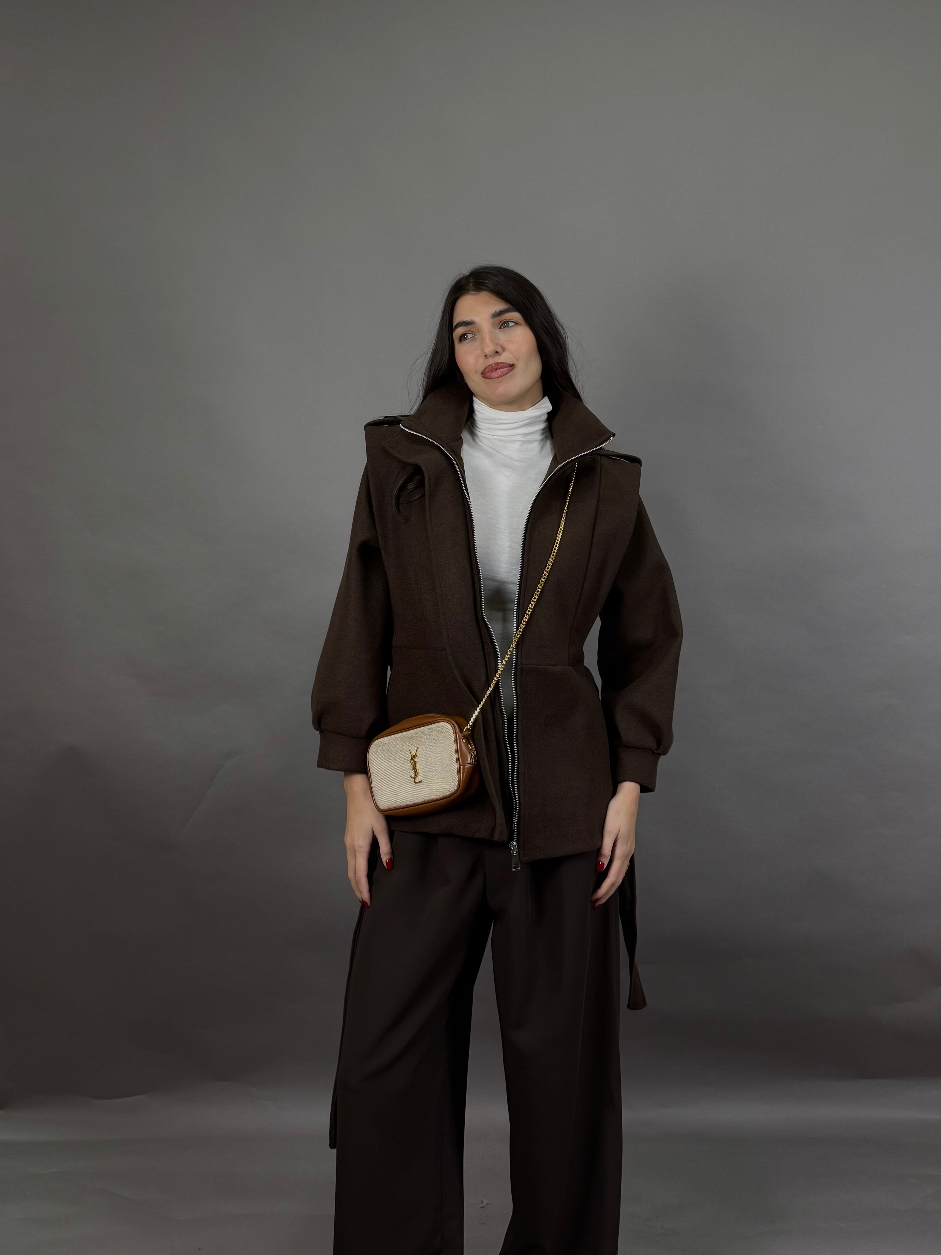 Giacca in panno marrone