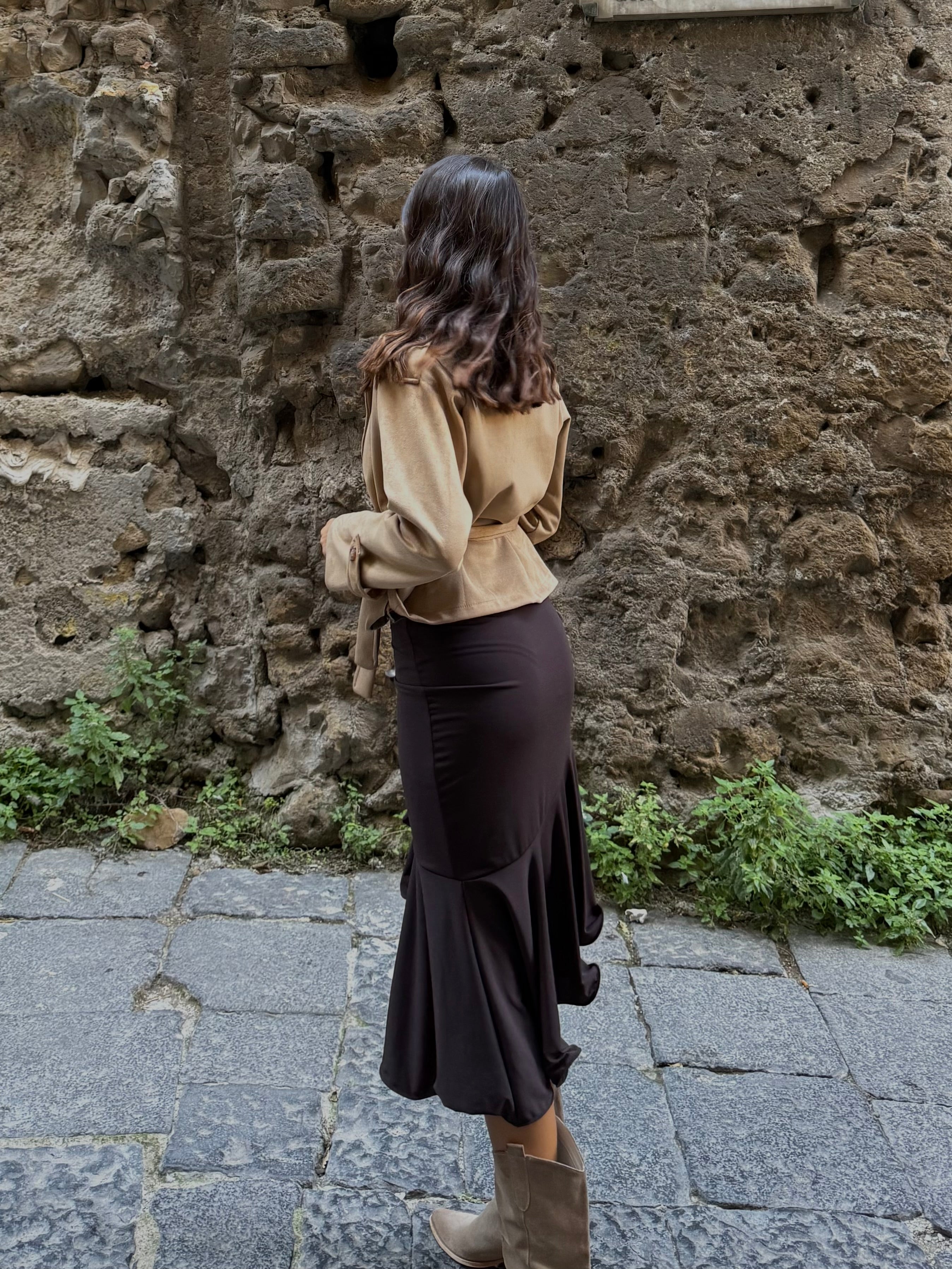 Trench in camoscio cammello