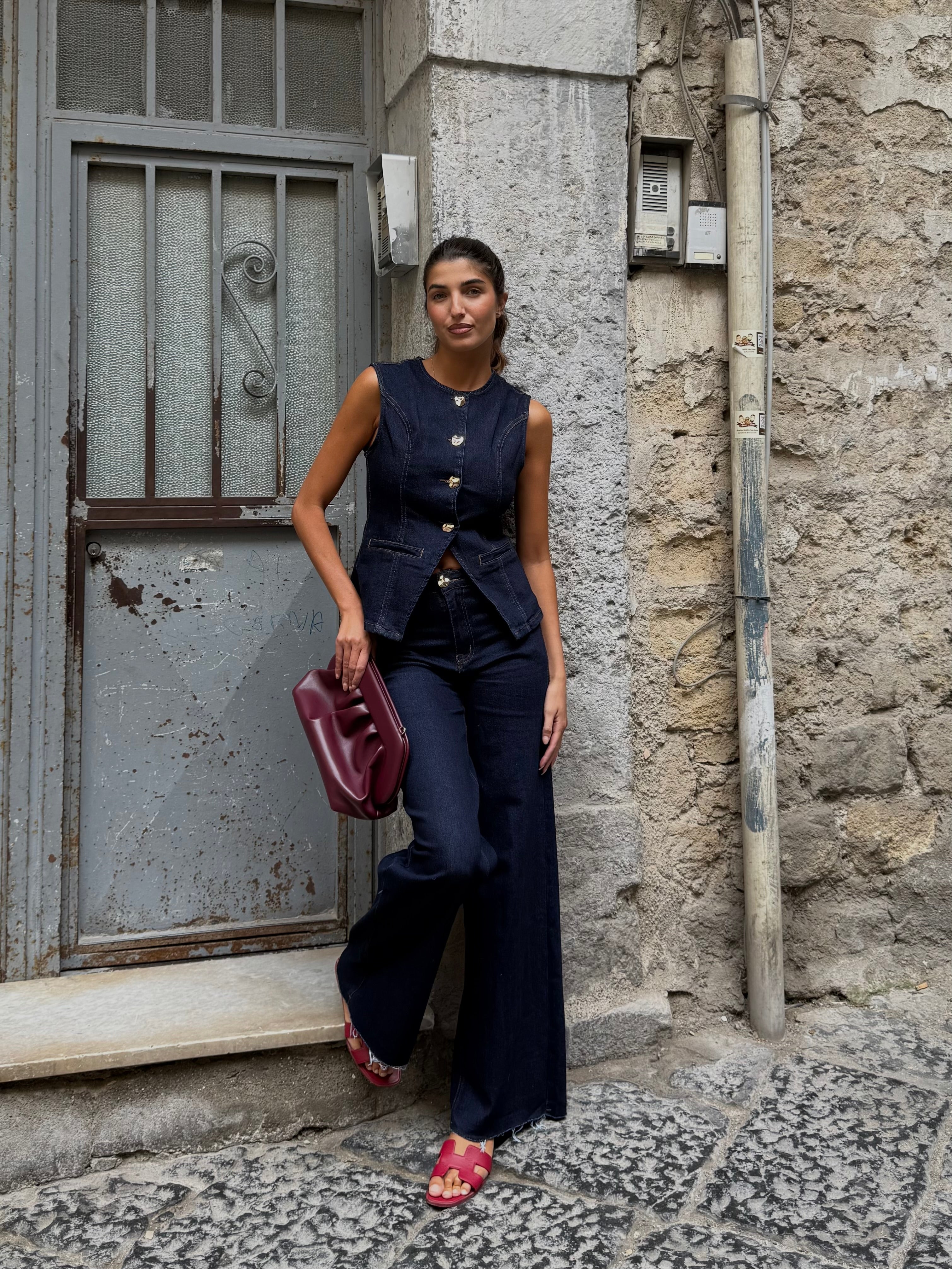 Coordinato in denim scuro