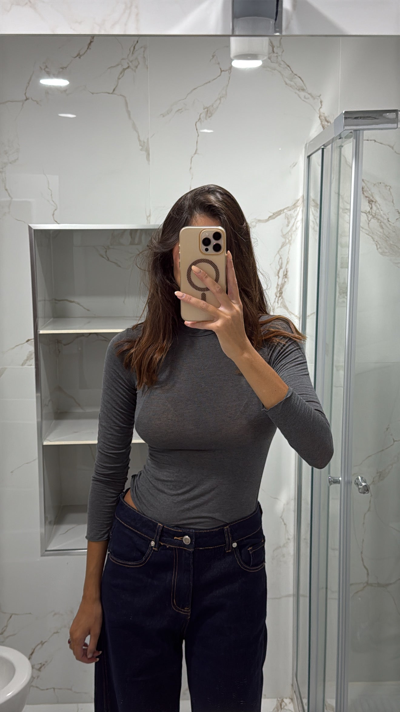 Maglia misto cachemire grigia