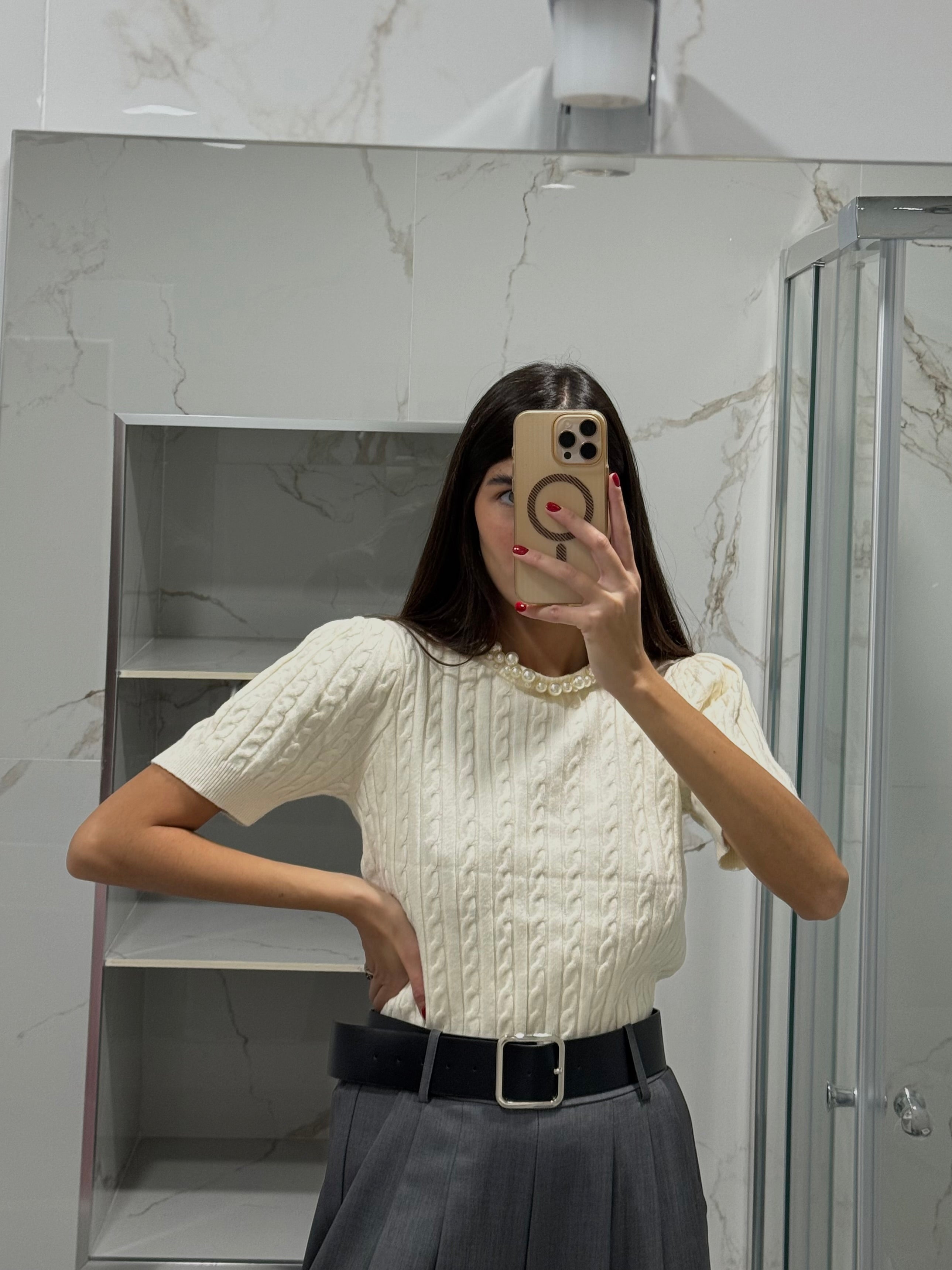 Maglione perla panna