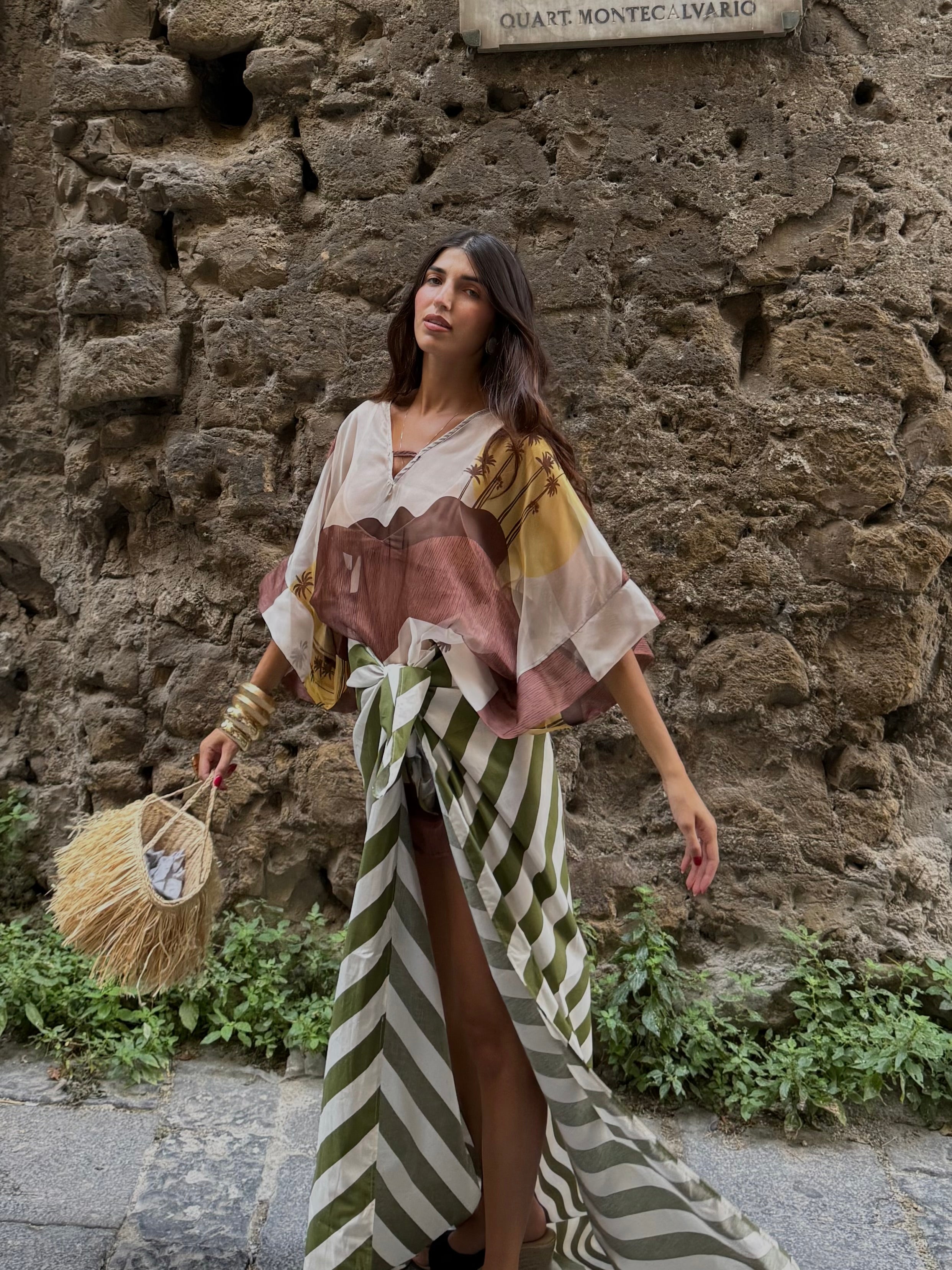 Copricostume Lumina palme giallo - LadyB Shop Online