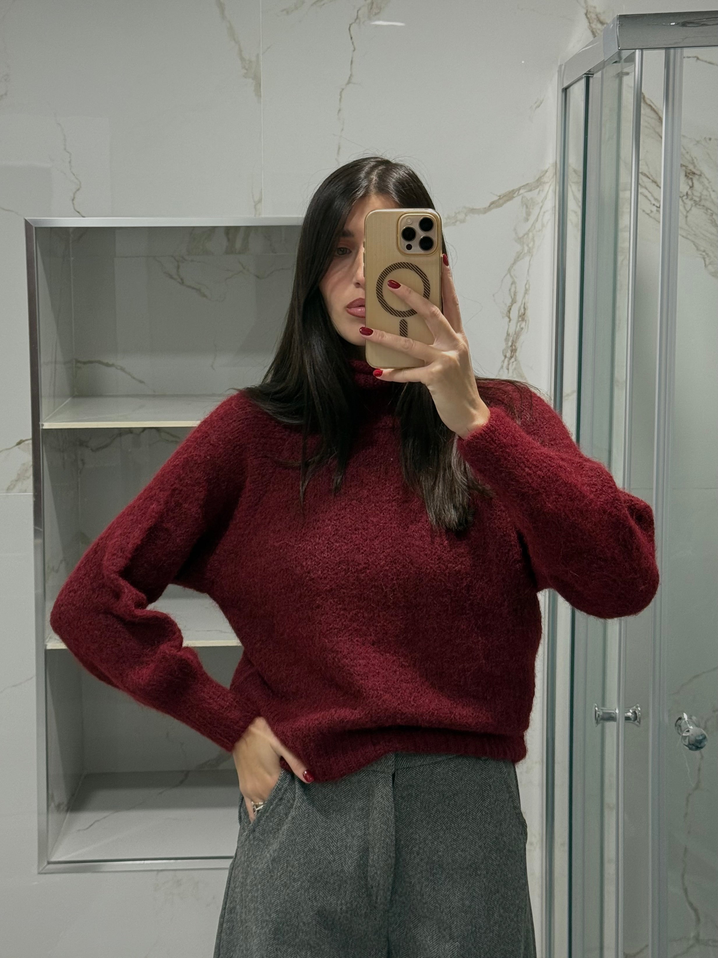 Maglione misto lana bordeaux