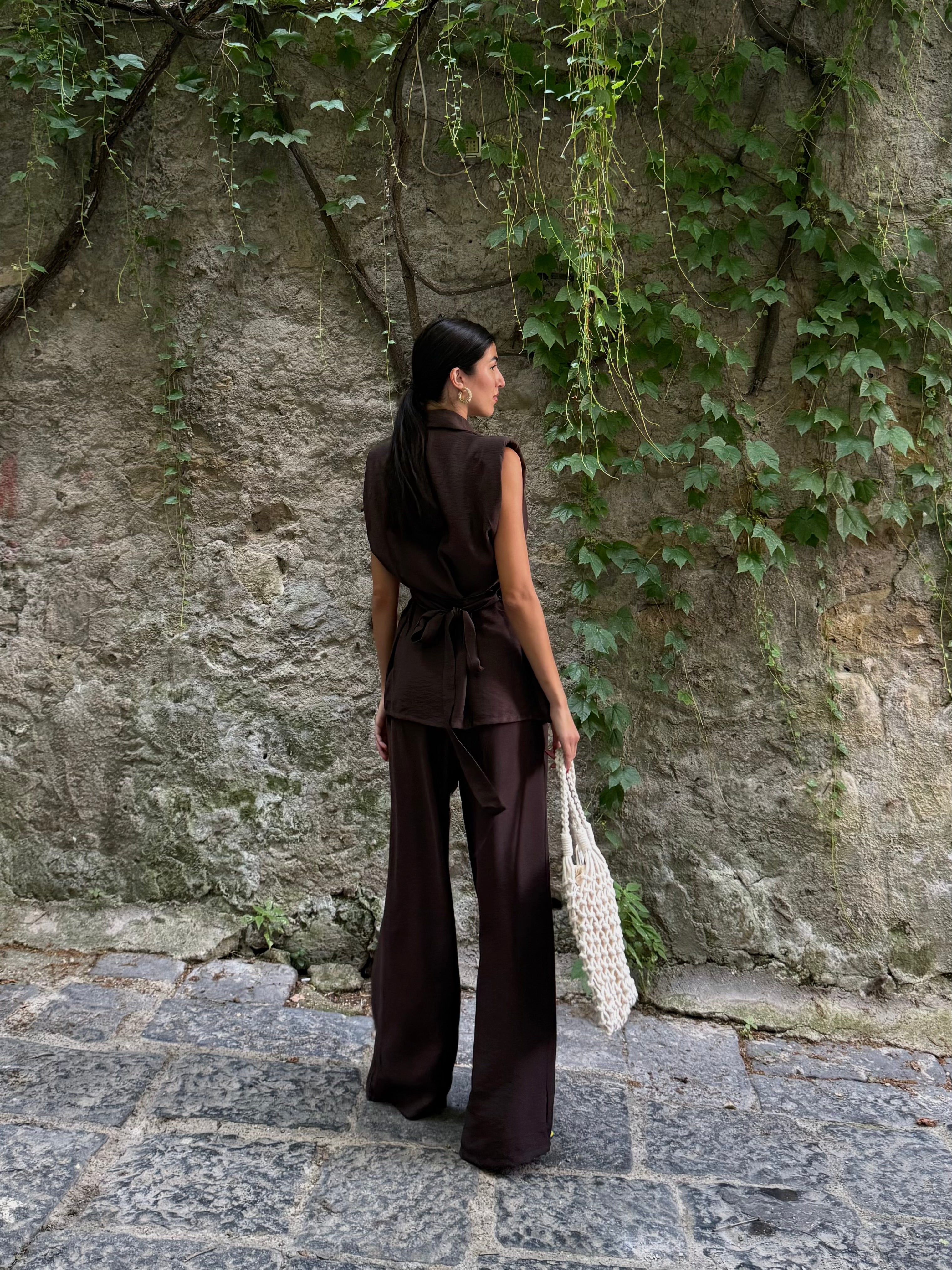 Completo con gilet in viscosa