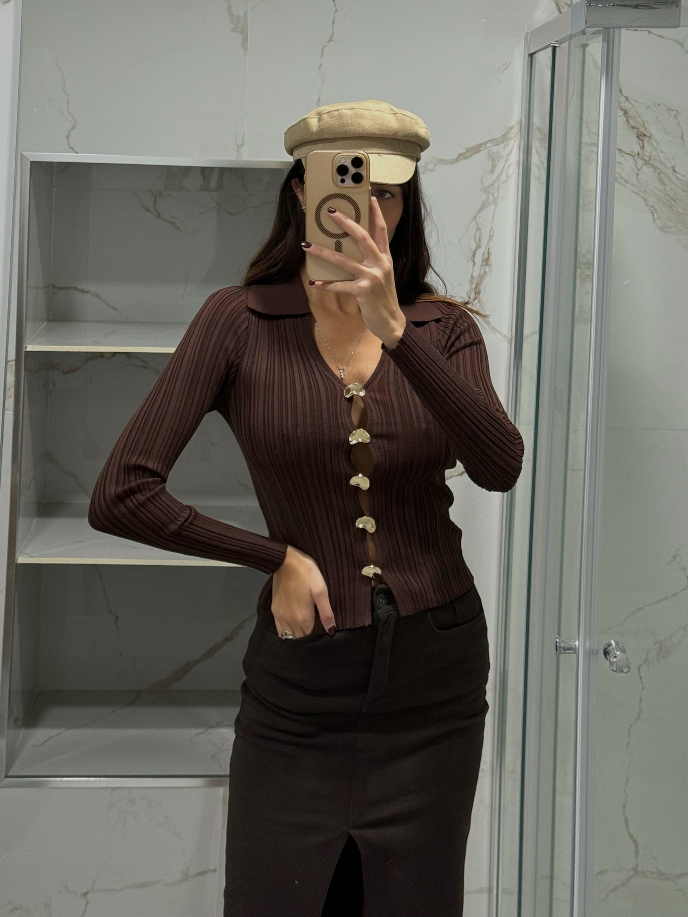 Maglia gioiello marrone