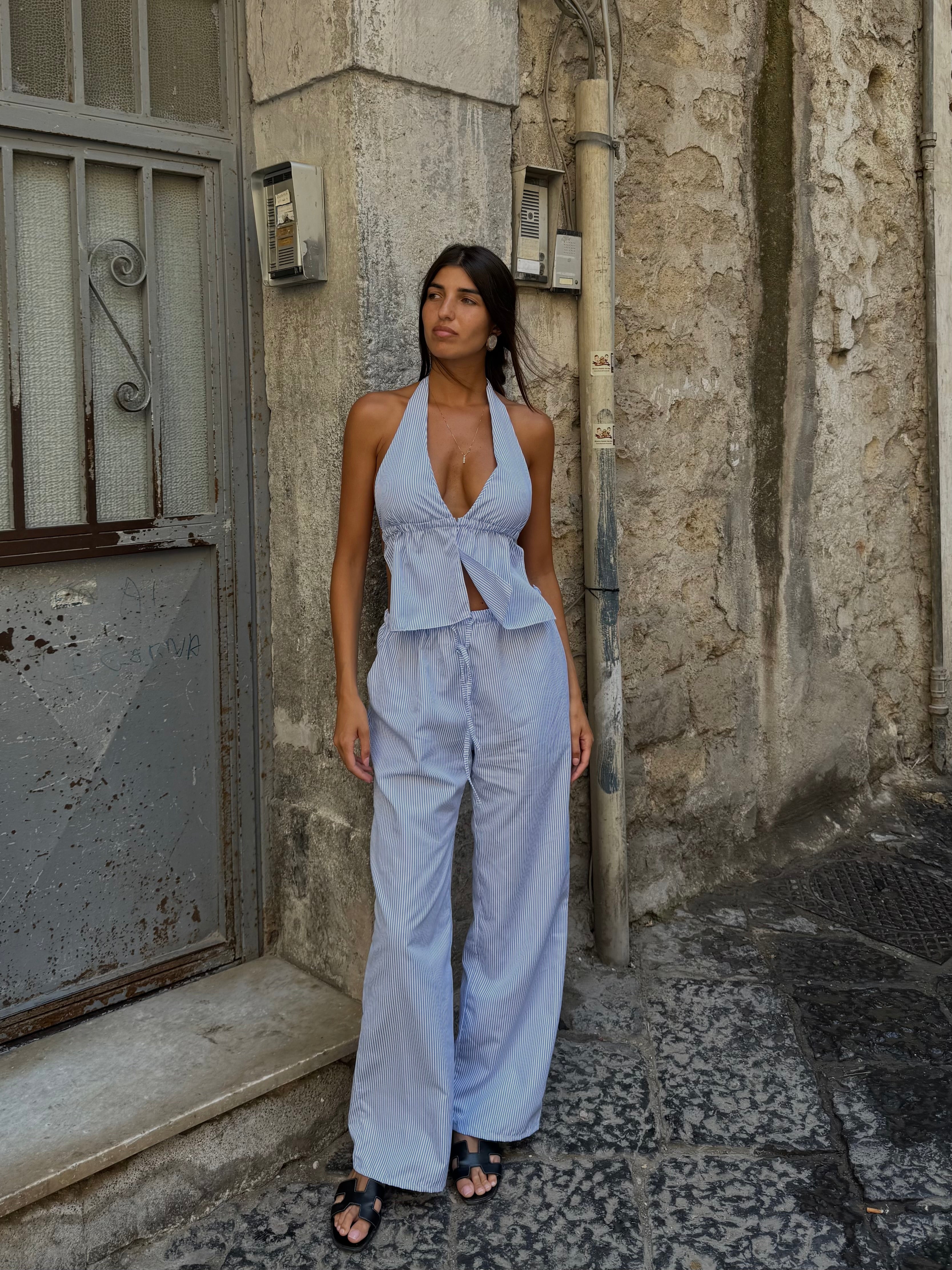 Coordinato righe azzurro - LadyB Shop Online