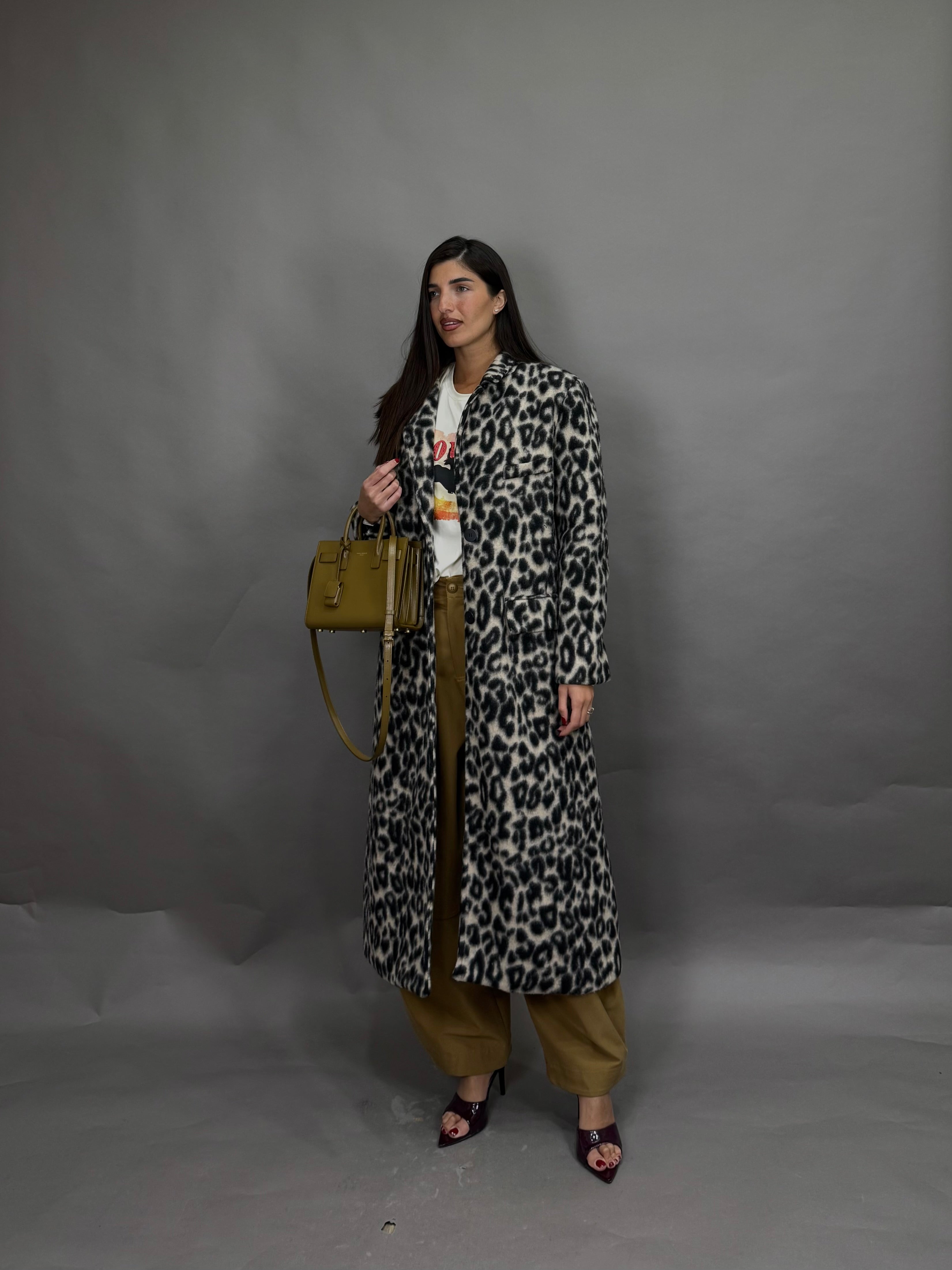 Cappotto leopardato nero