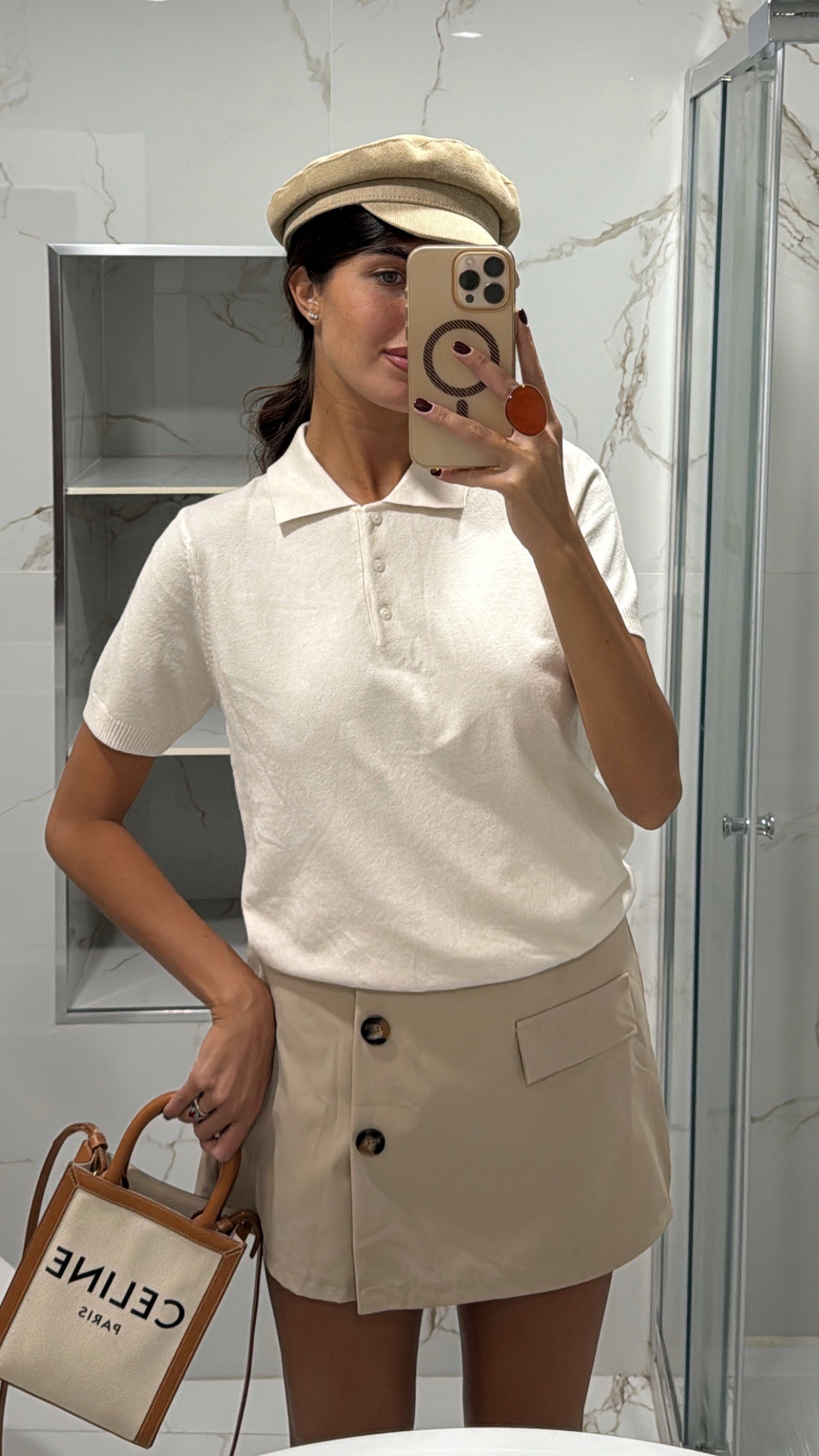 Polo mezza manica panna