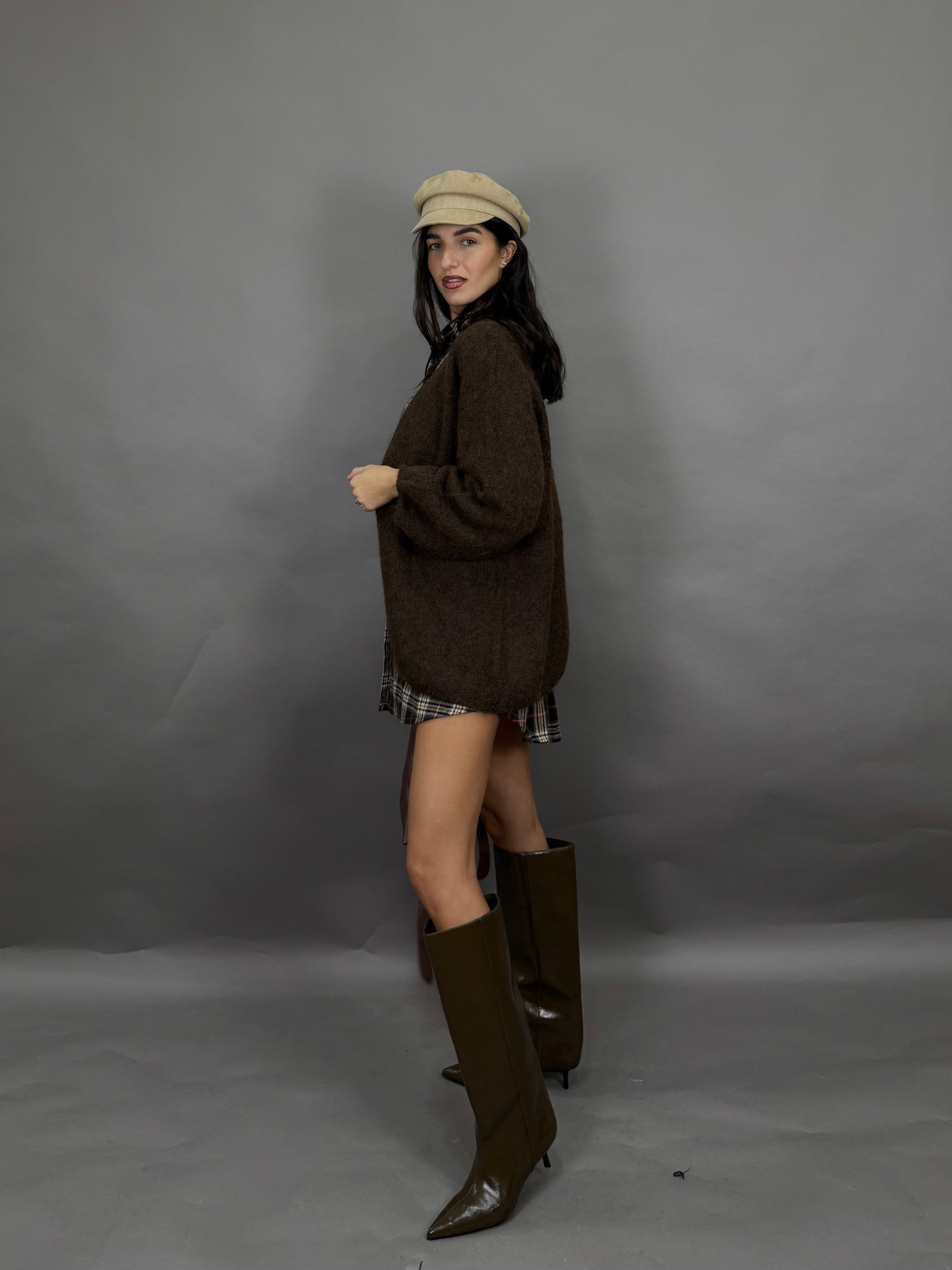 Cardigan lana marrone