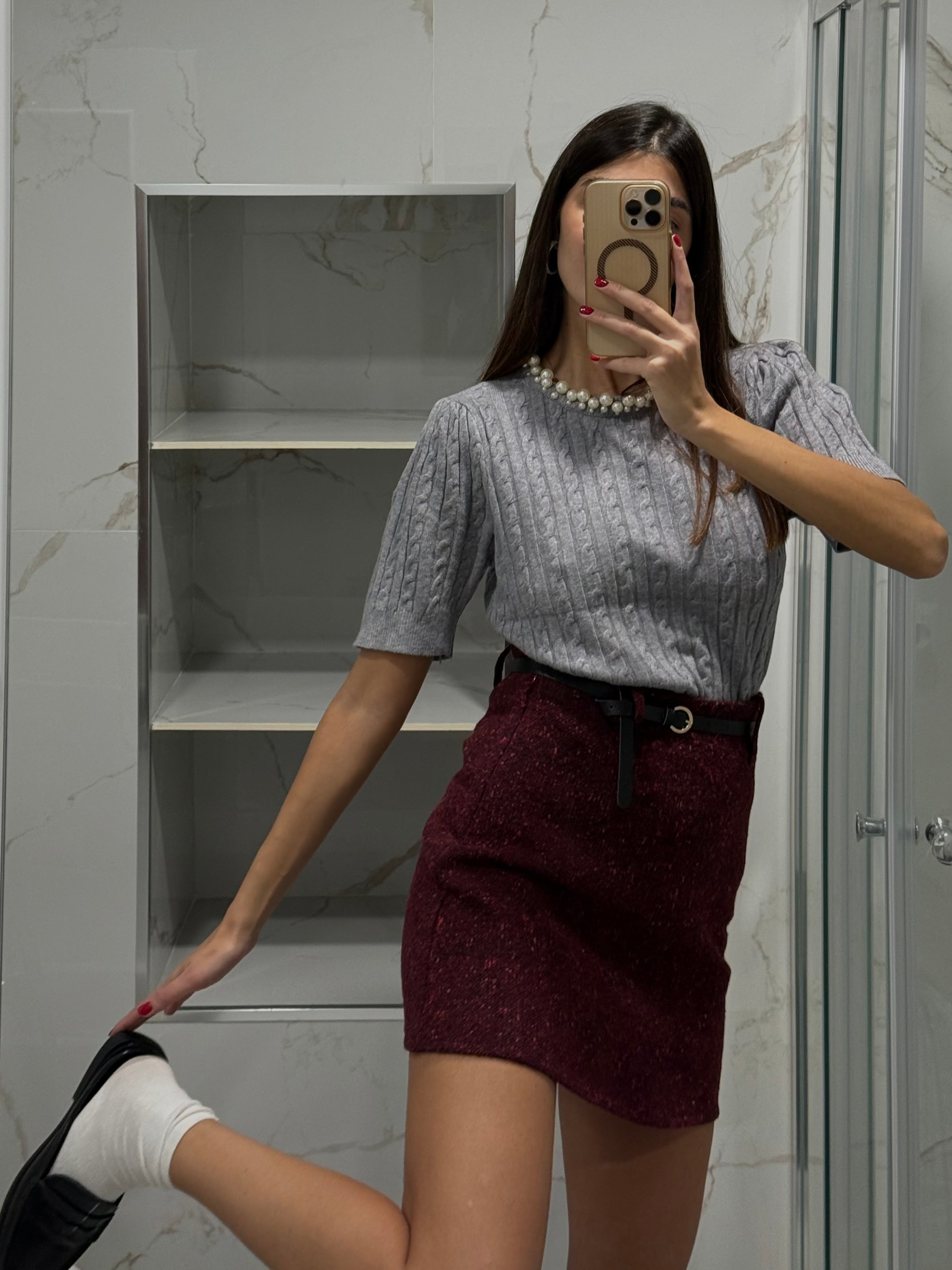 Maglione perla grigio