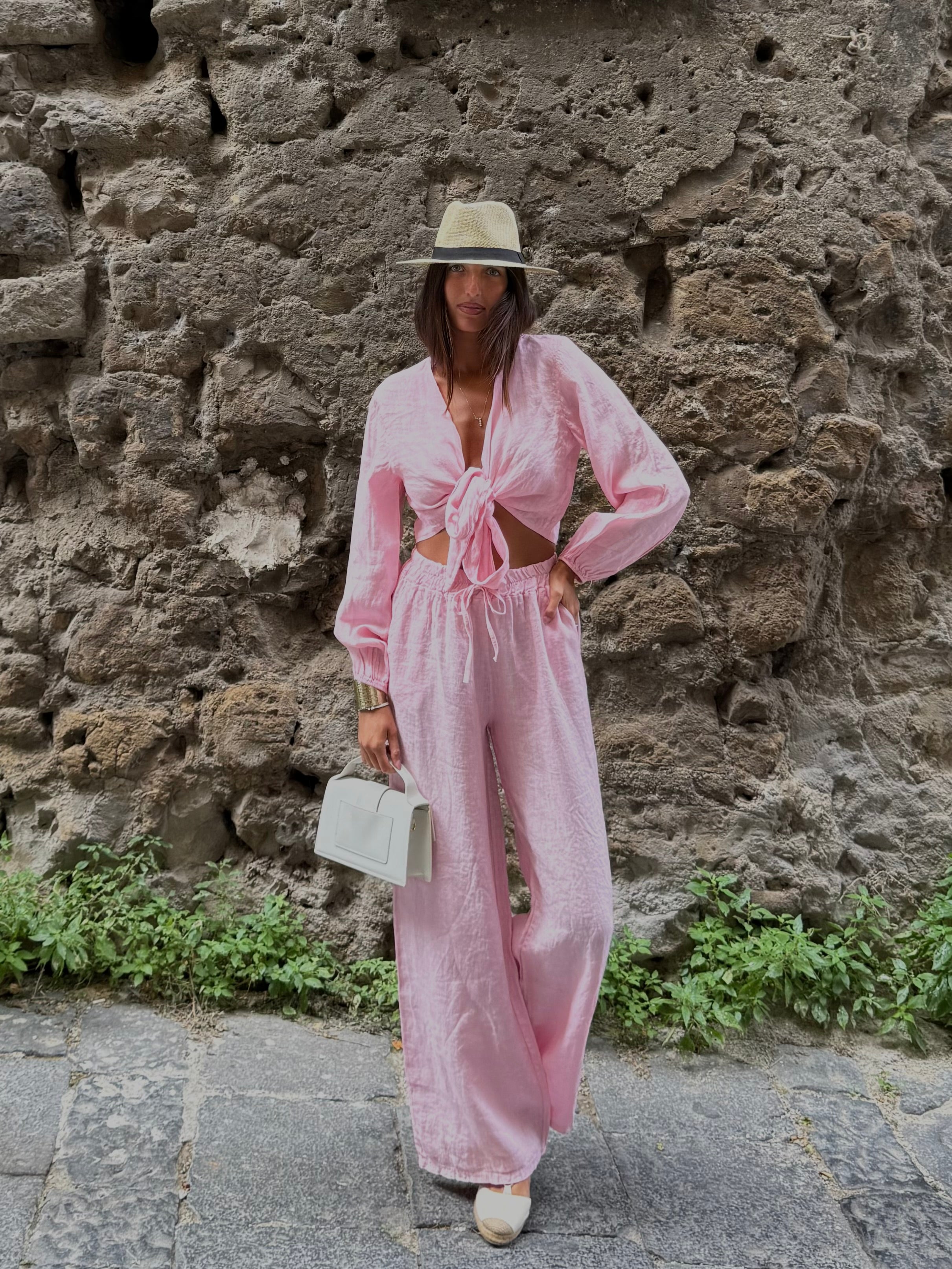 Pantalone lino rosa - LadyB Shop Online