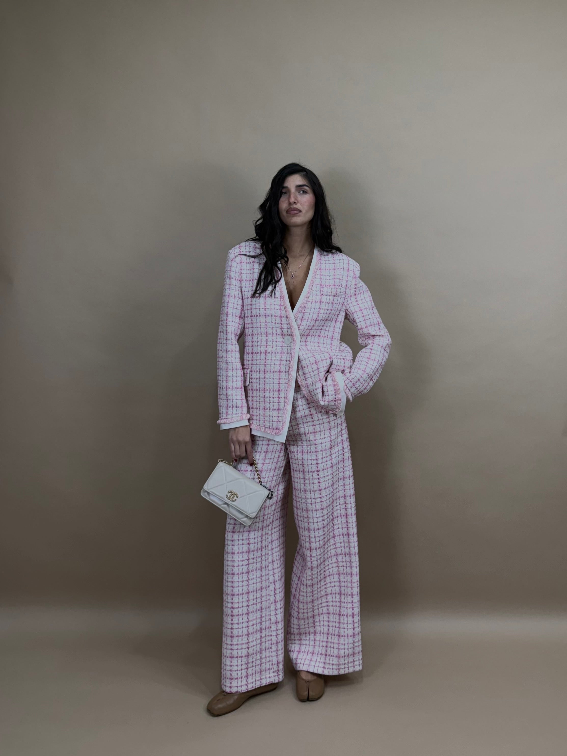 Pantalone in tweed lumina