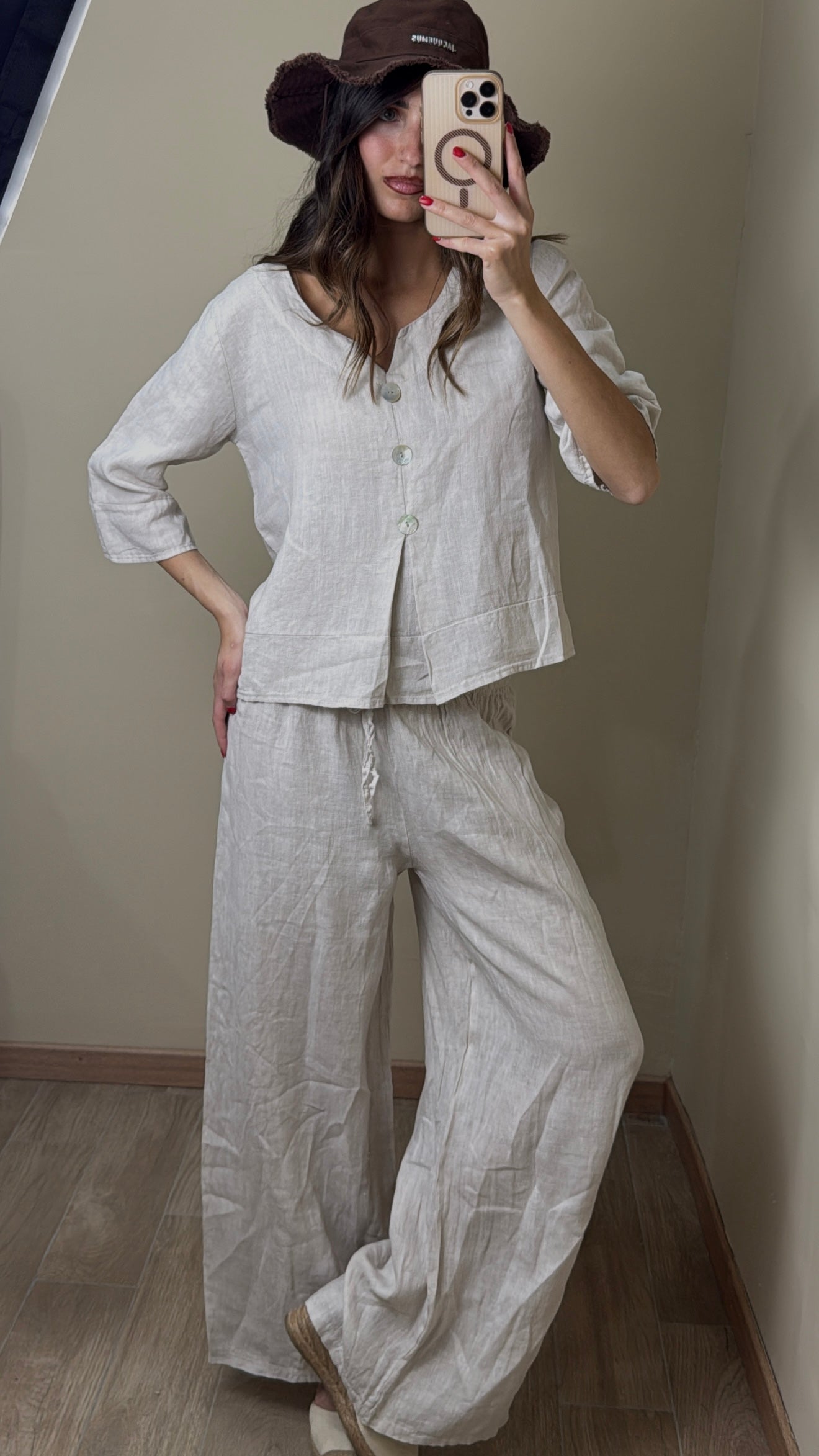 Camicia lino beige - LadyB Shop Online