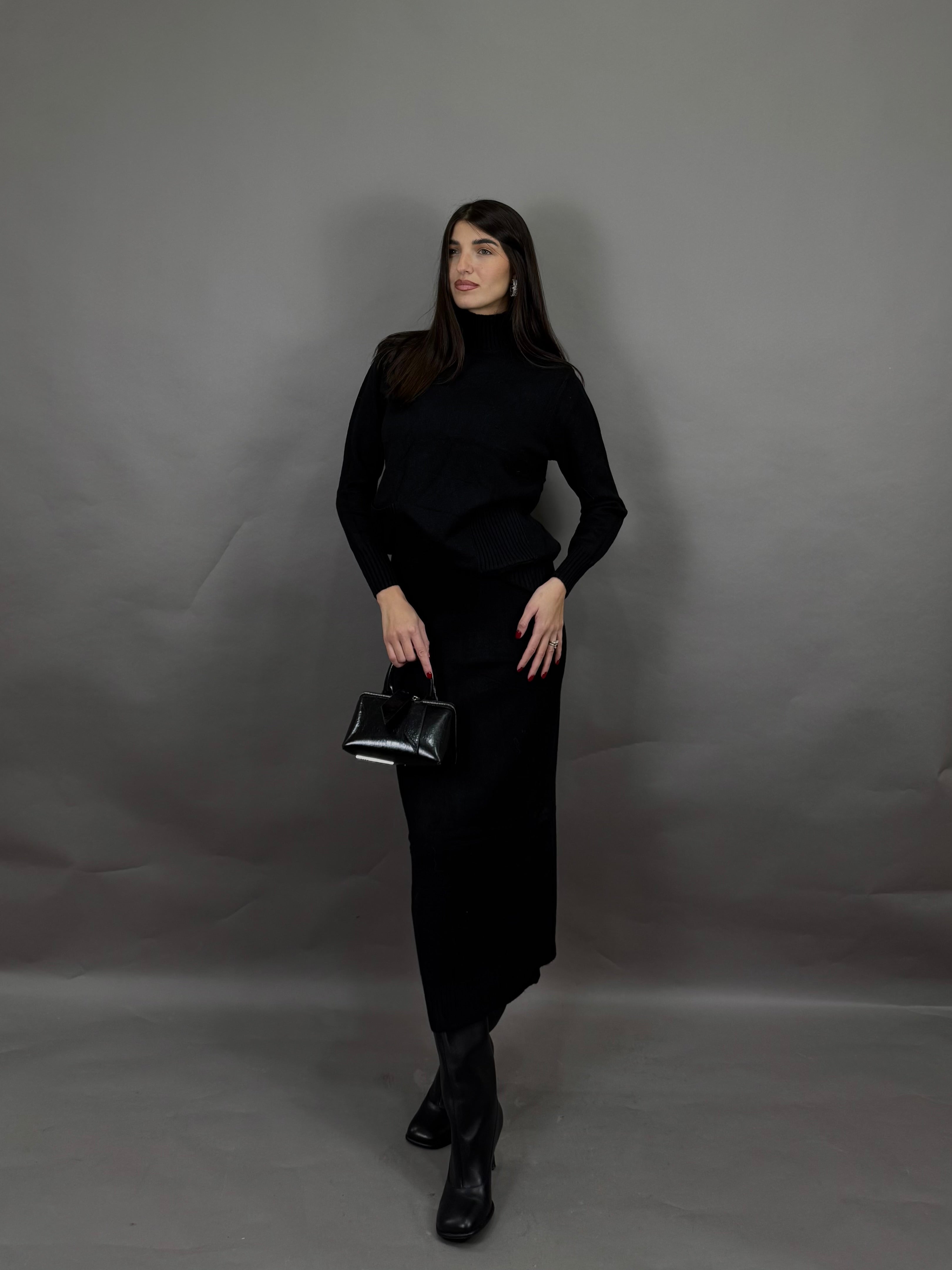 Coordinato lana rasata nero