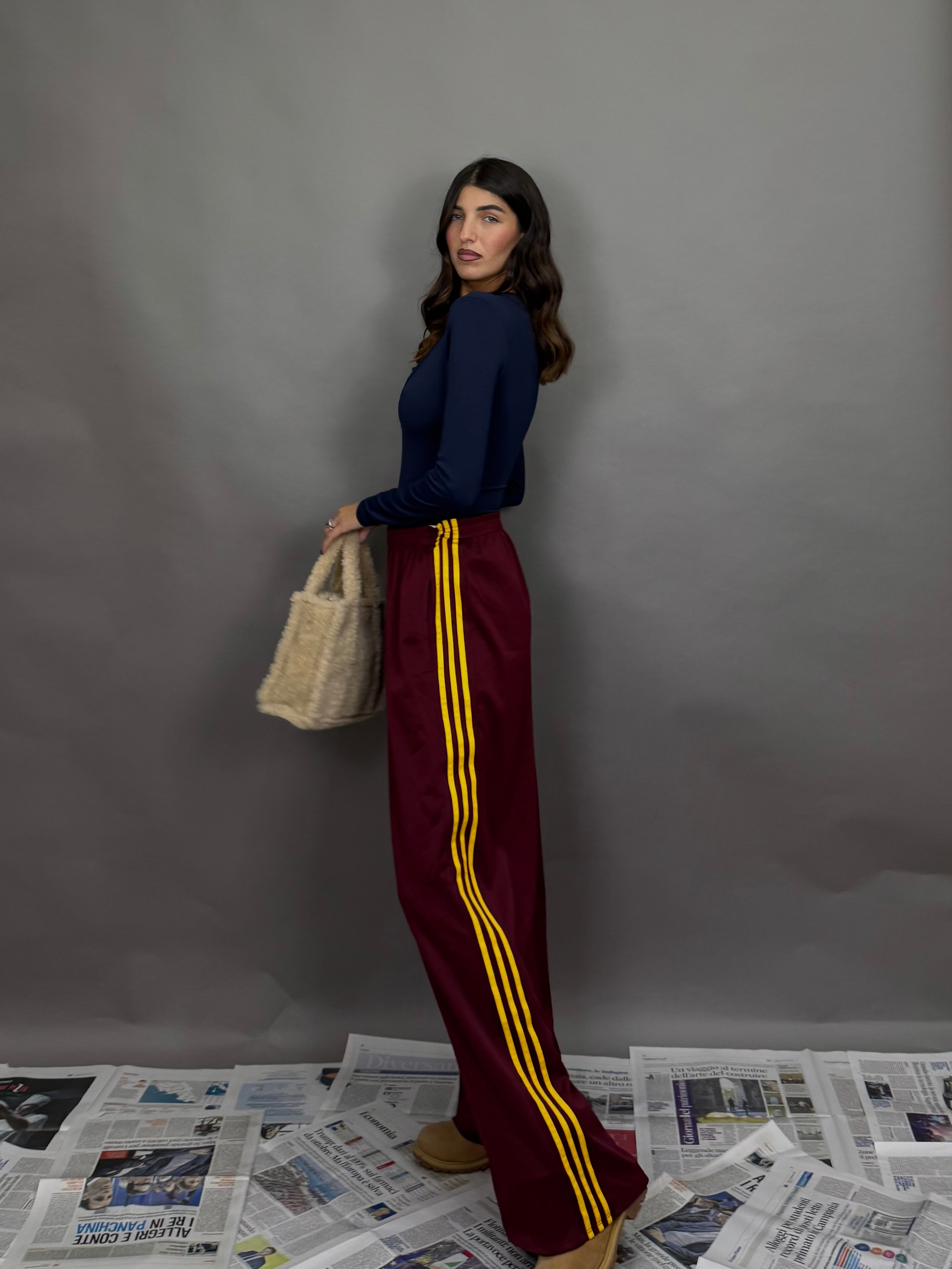 Pantalone tuta bordeaux