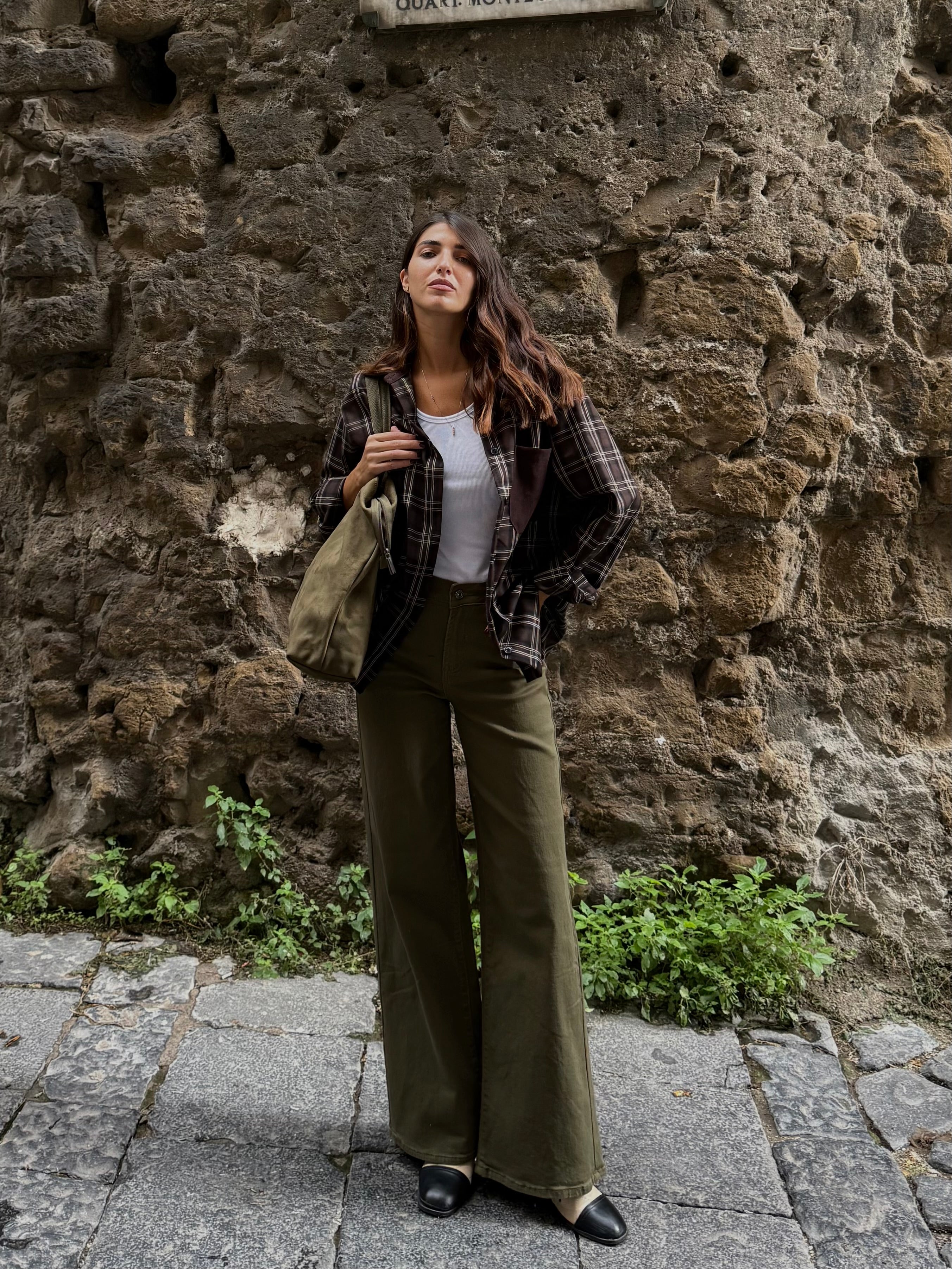 Jeans wide lag verde