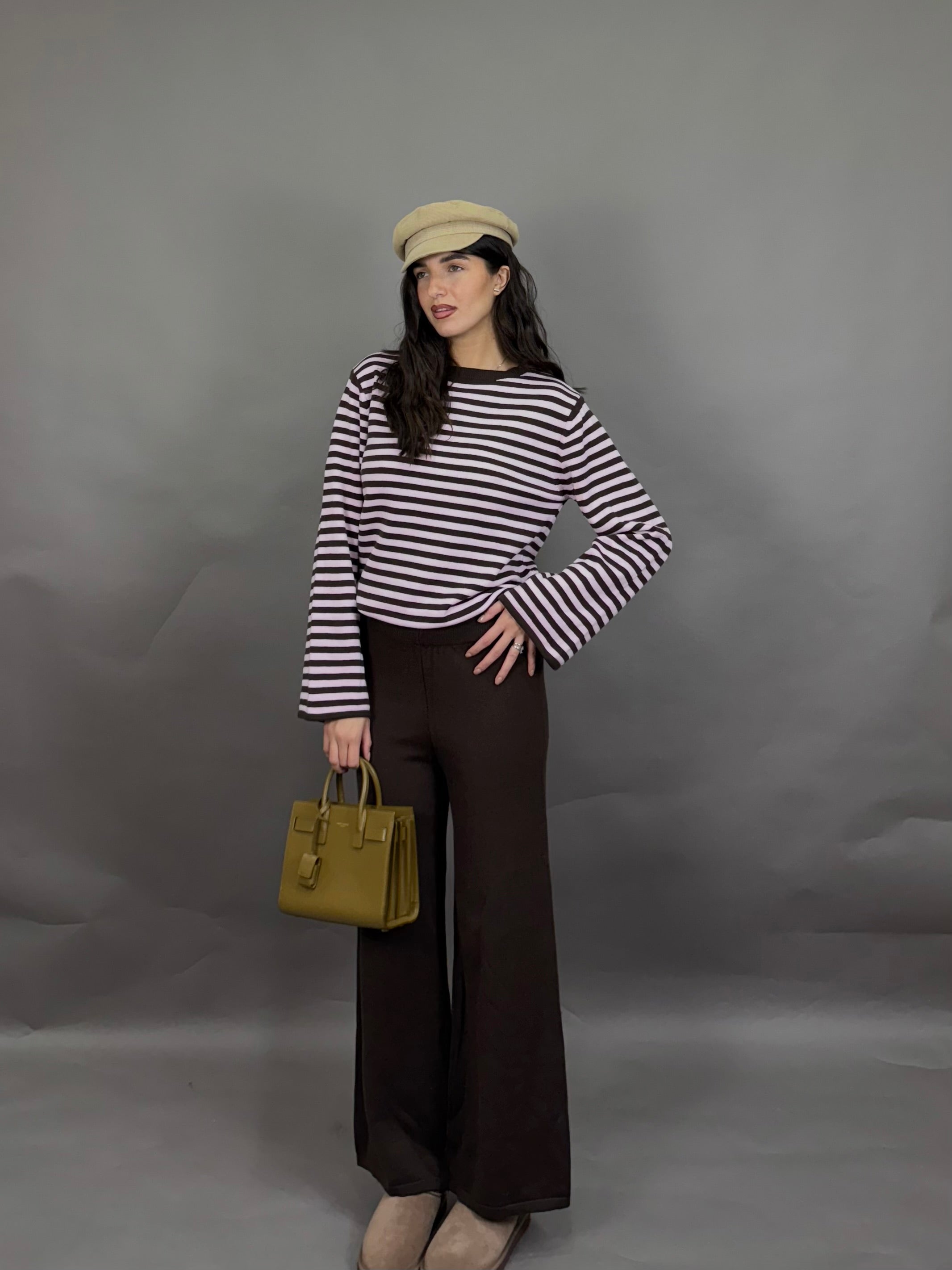 Coordinato lana rasata righe