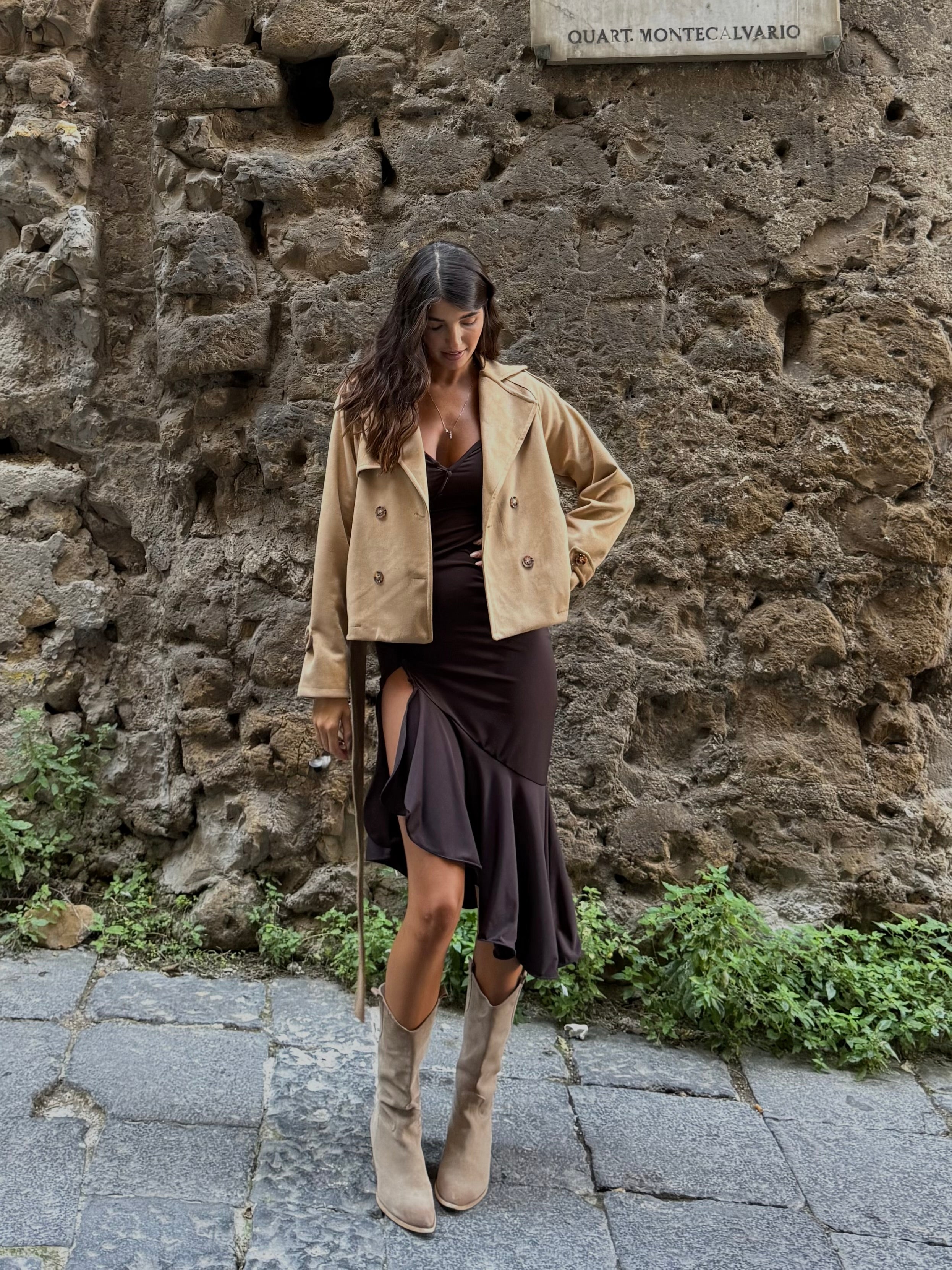 Trench in camoscio cammello