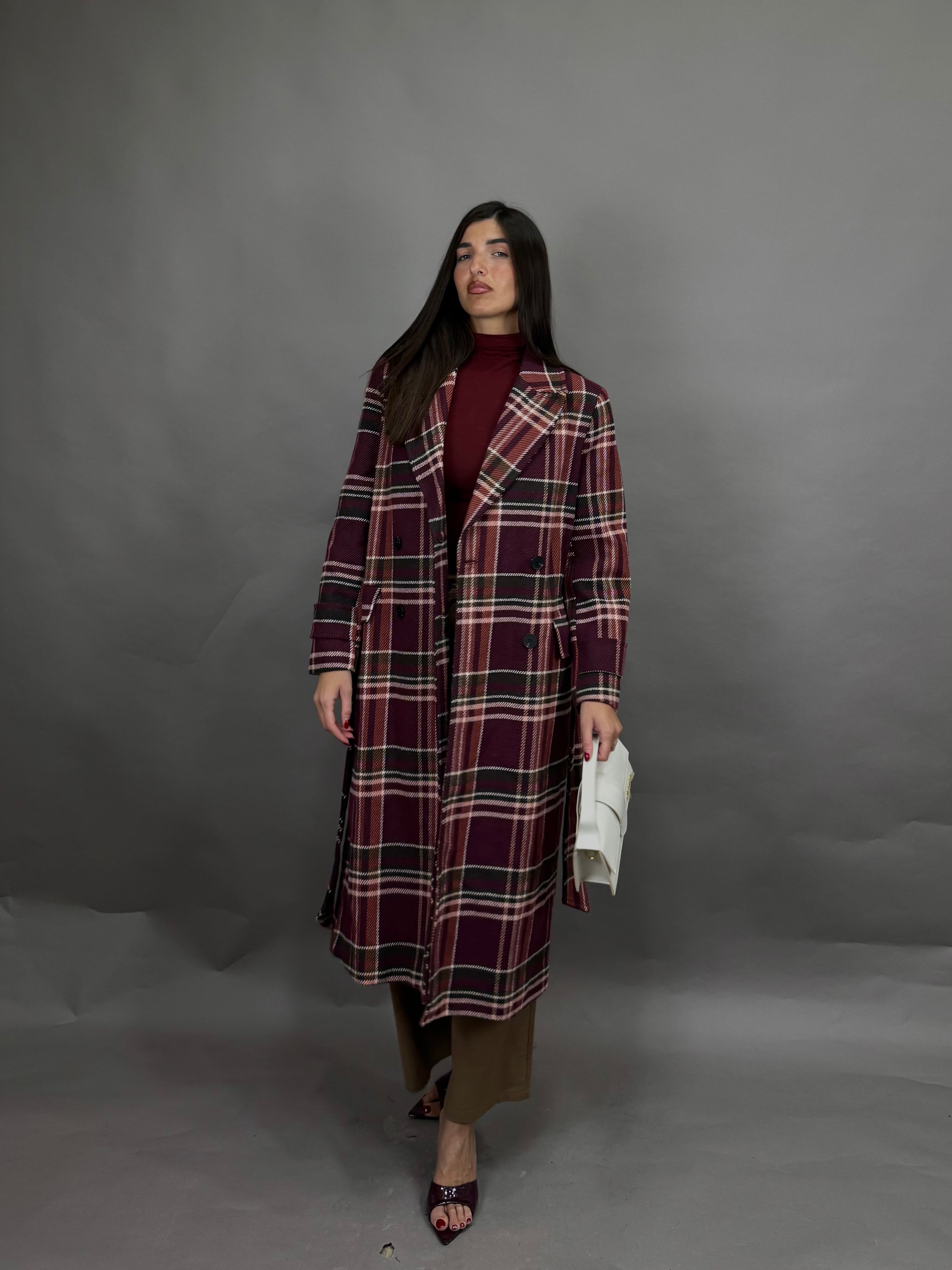 Cappotto trench bordeaux lumina