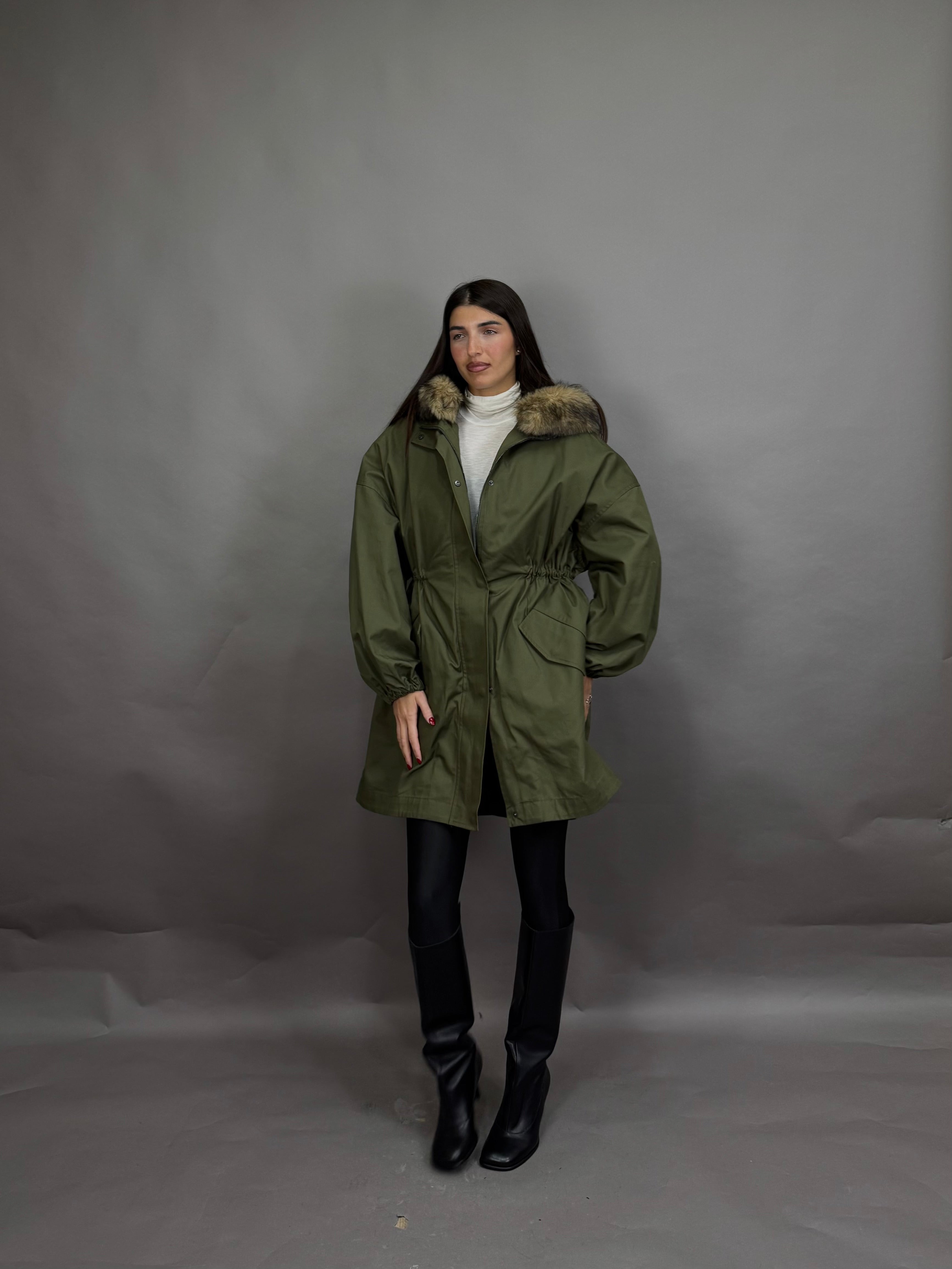 Parca con pelliccia verde