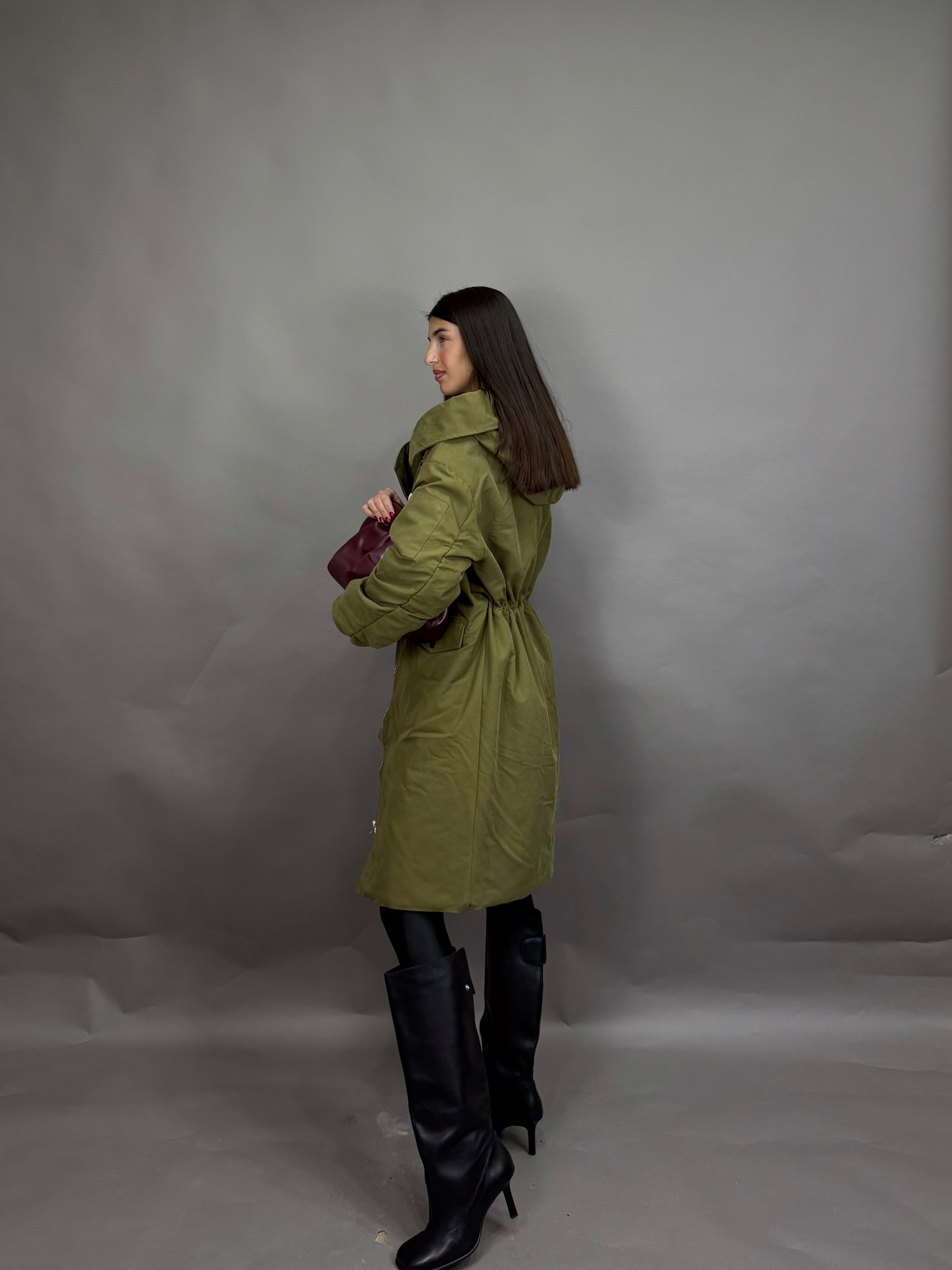 Parca cappuccio lumina verde