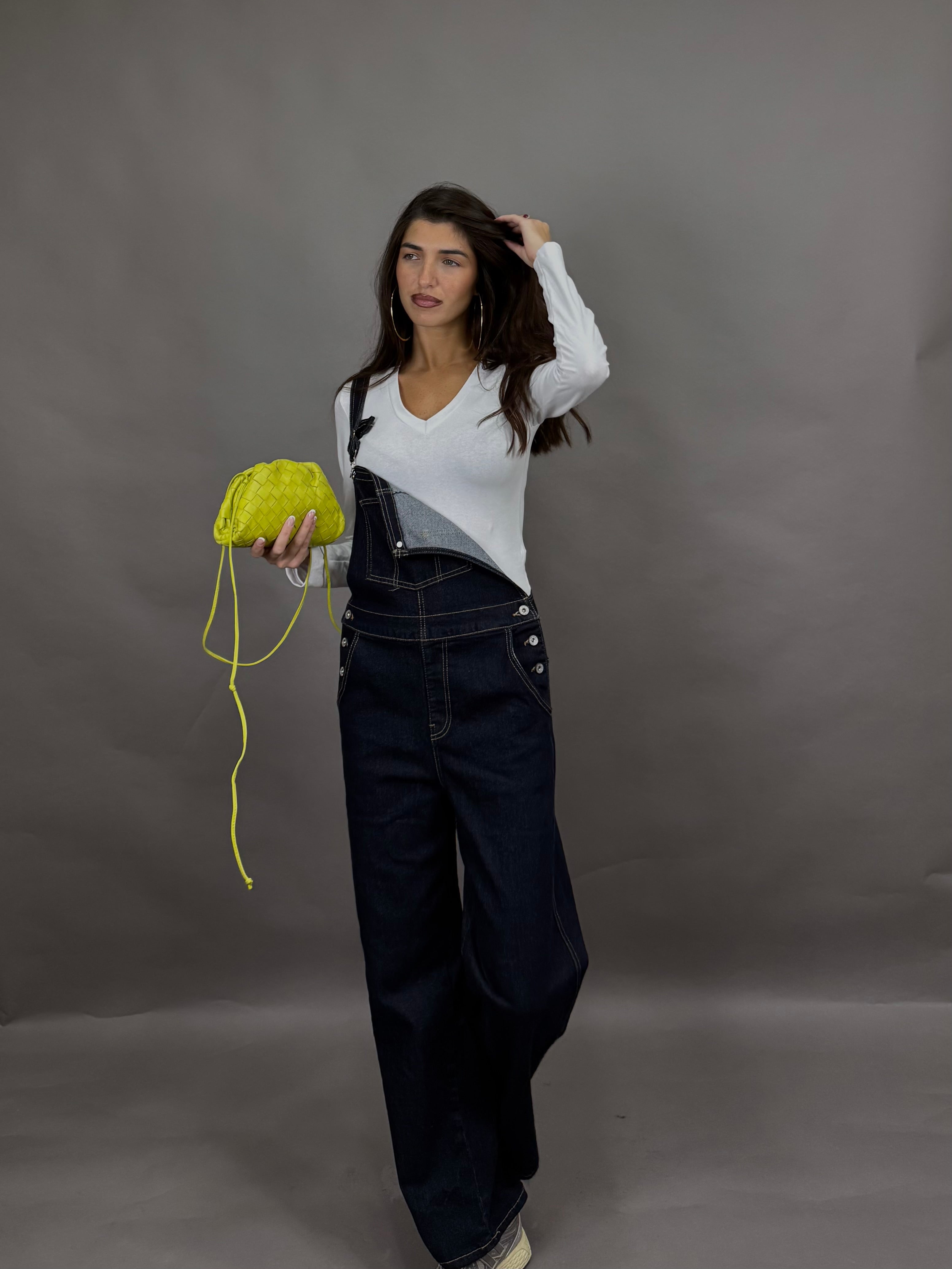 Salopette denim scuro