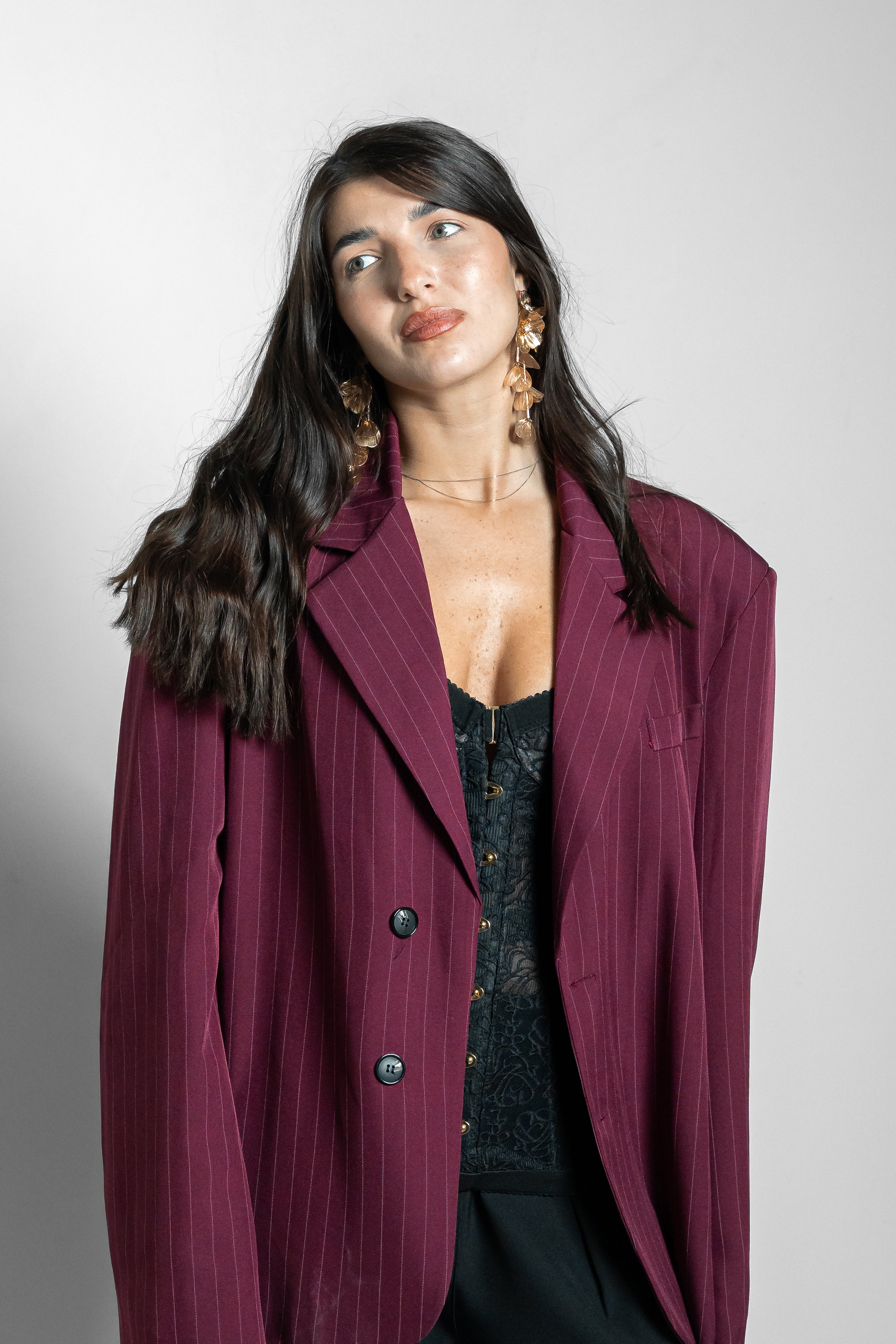 Blazer gessato bordeaux