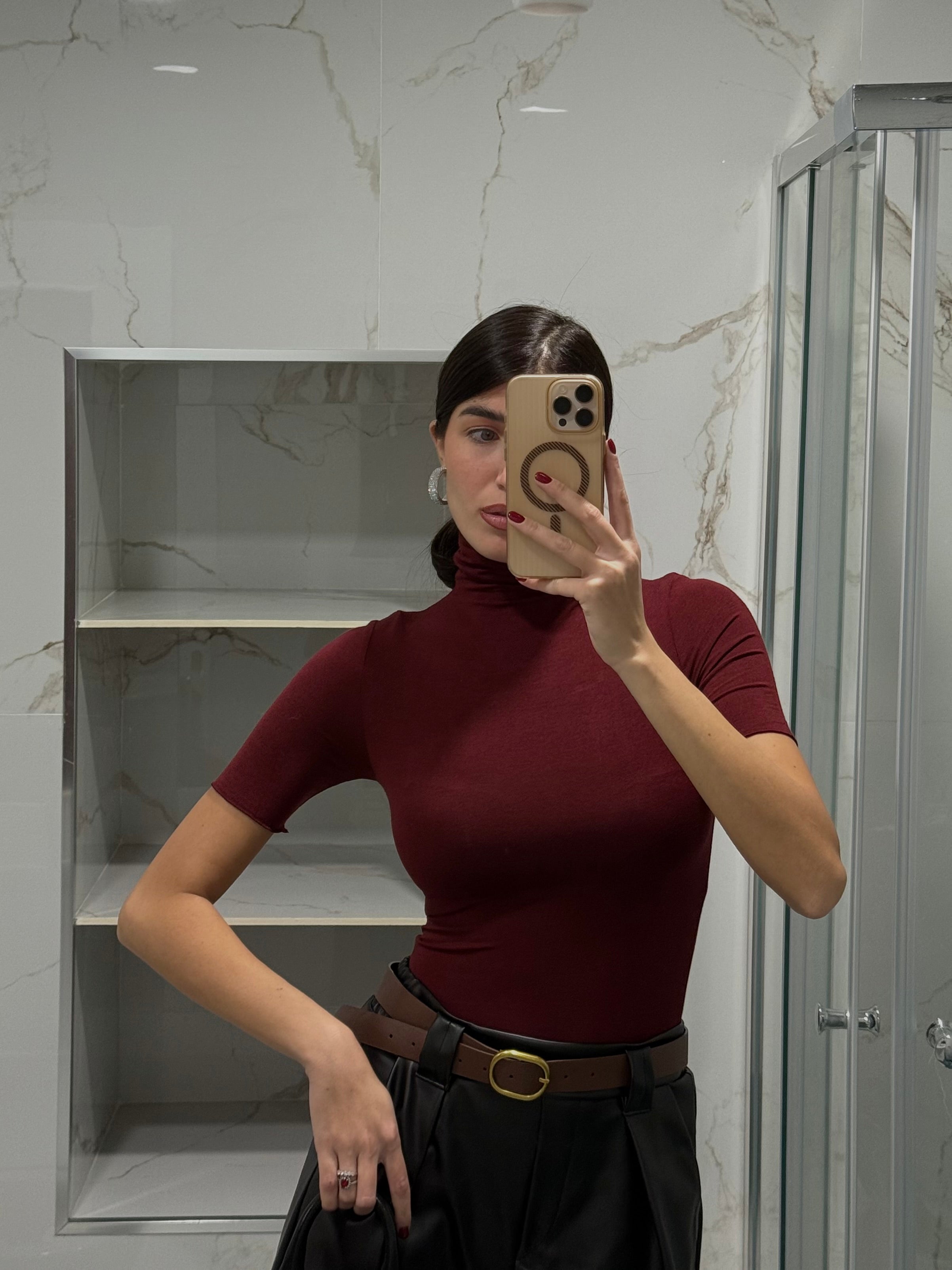 Maglia cotone bordeaux