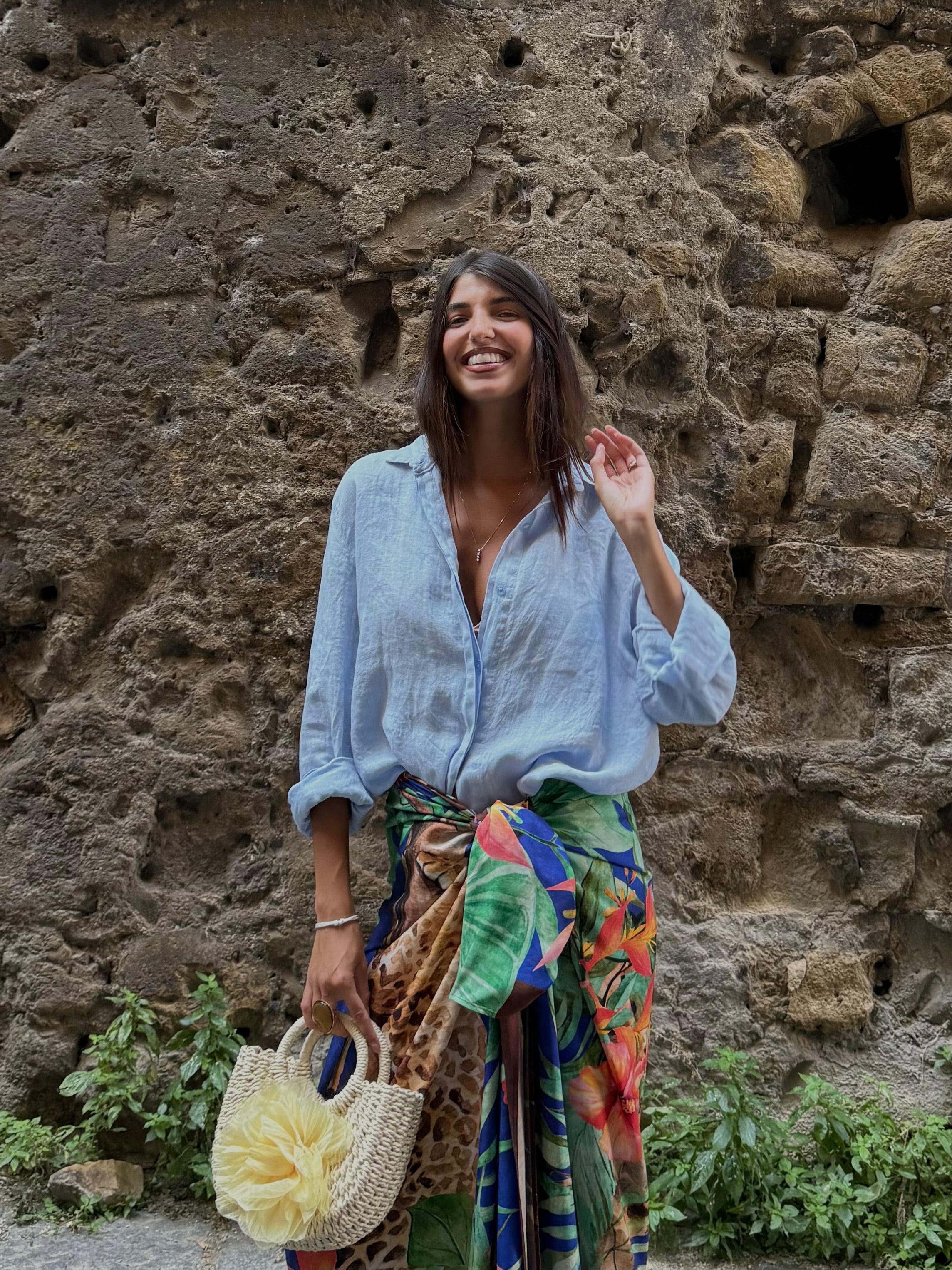 Camicia Lino celeste - LadyB Shop Online